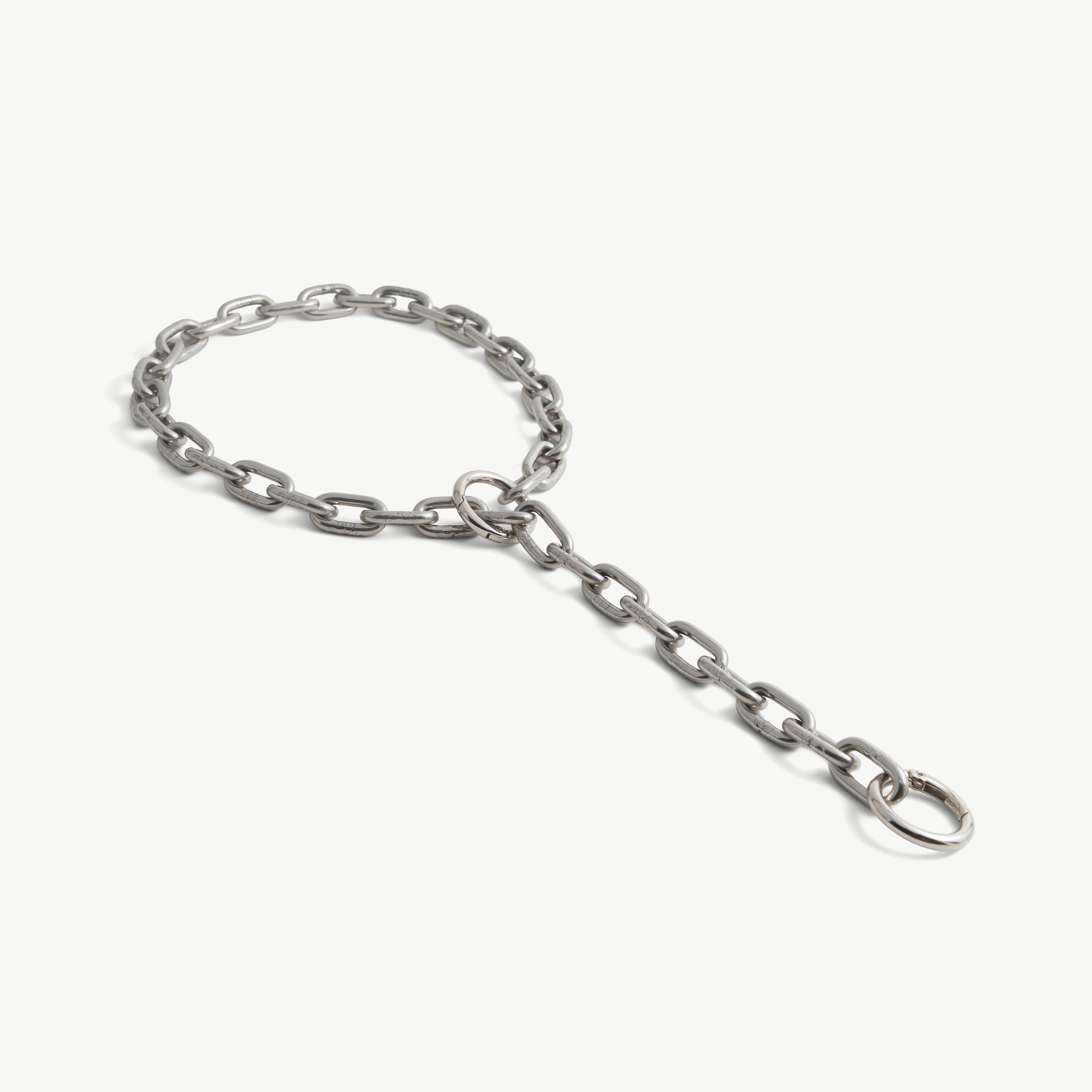 Age of Bondage chunky stainless steel choker necklace with two spring-gate O-ring clasps