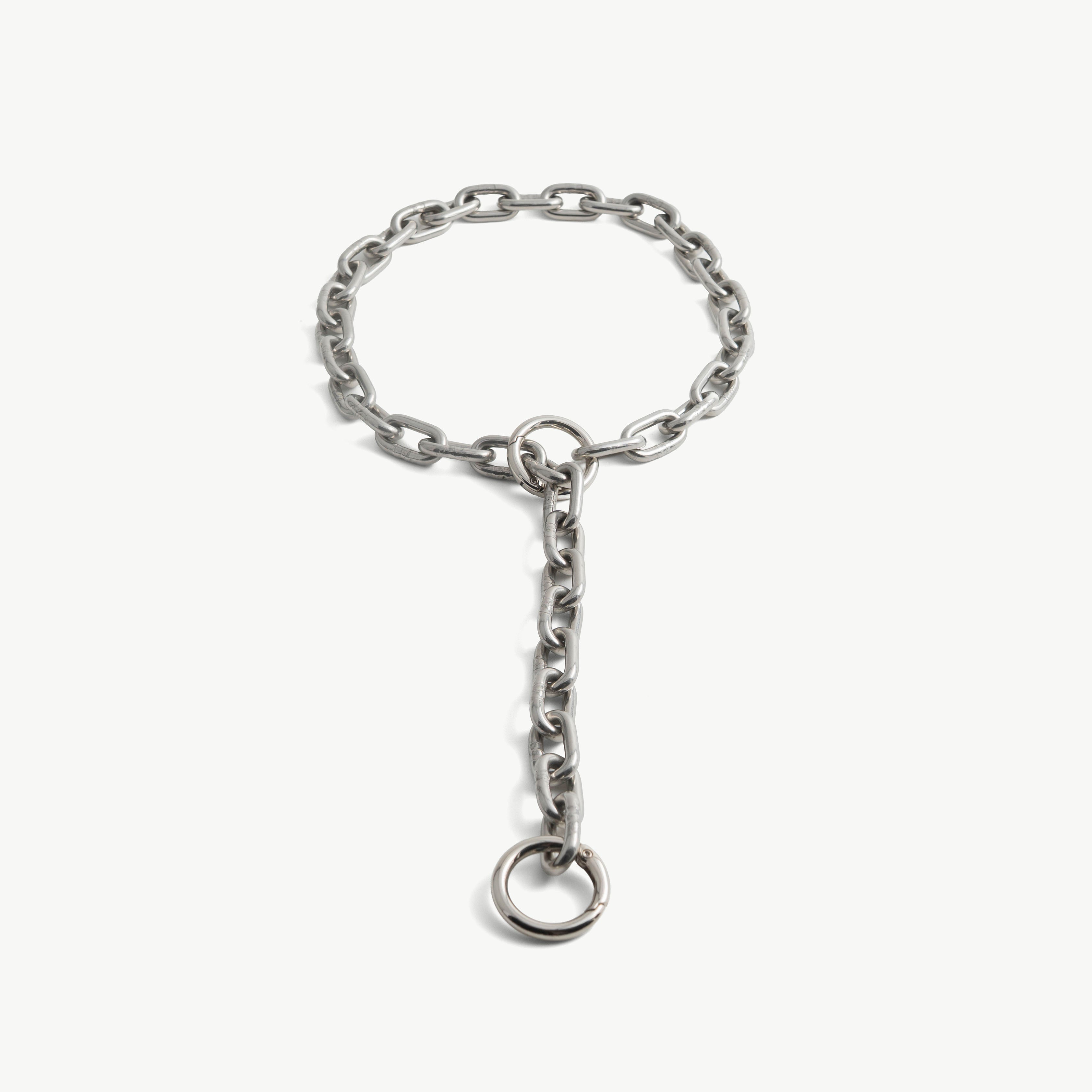 Stainless steel link choker arranged as a slip loop with a spring-gate ring