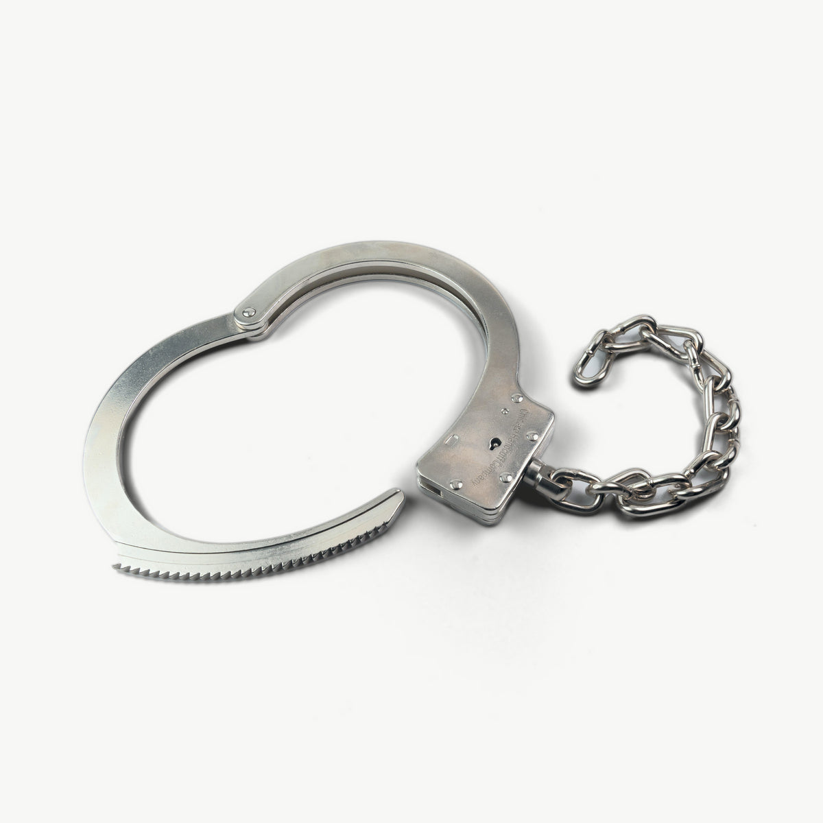 Adjustable steel neck collar shown open with its toothed band