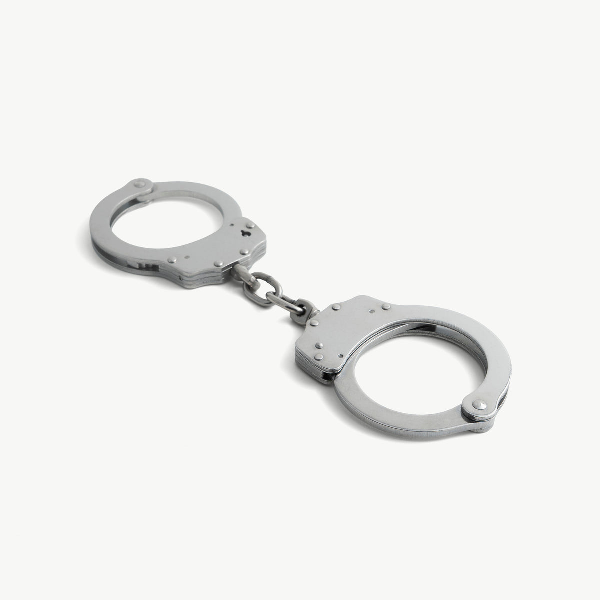 Police Handcuffs - stainless steel, with chain