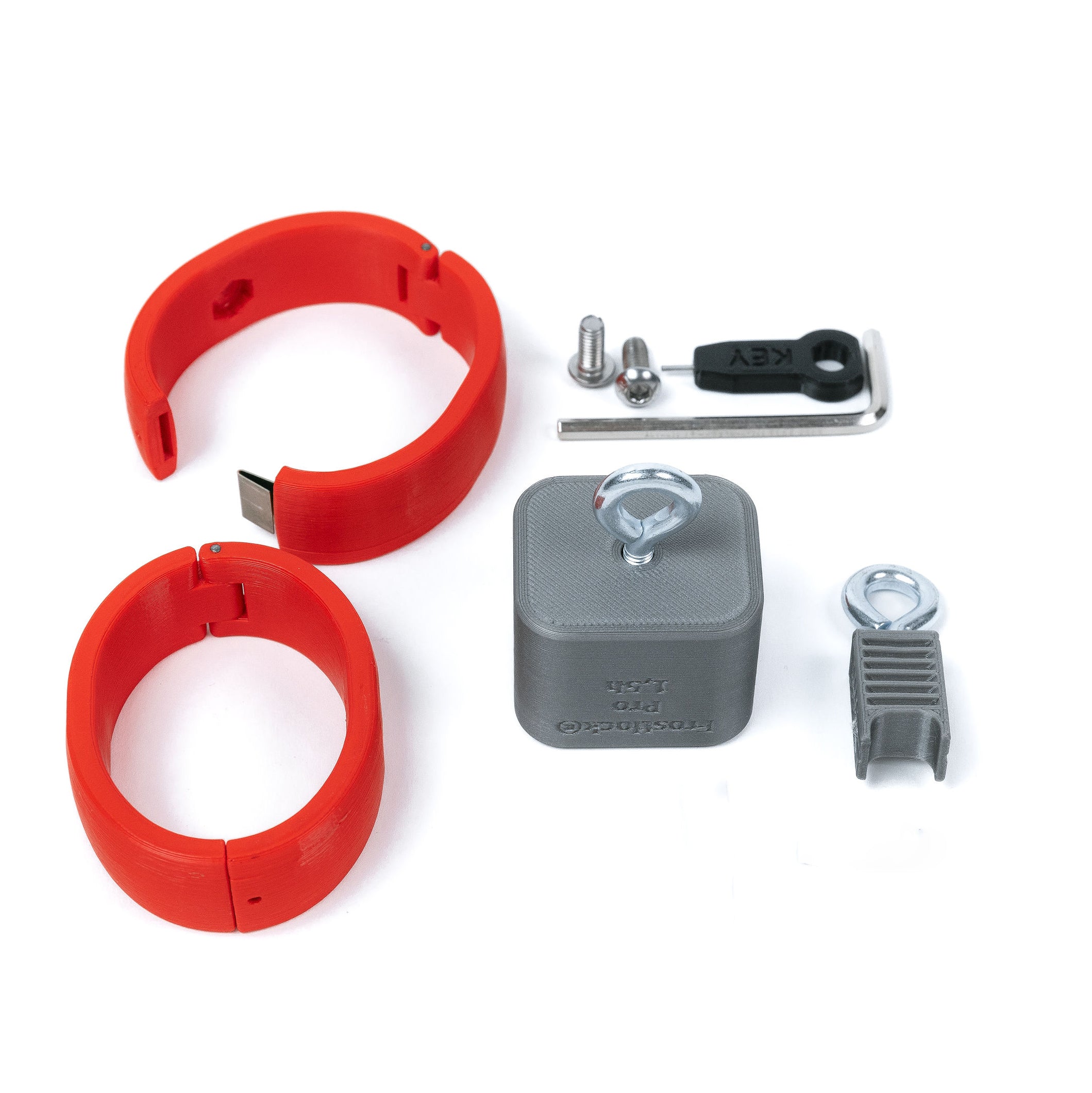 FrostLock® Pro - Self-bondage ice lock (custom size Quick Cuffs in red included)