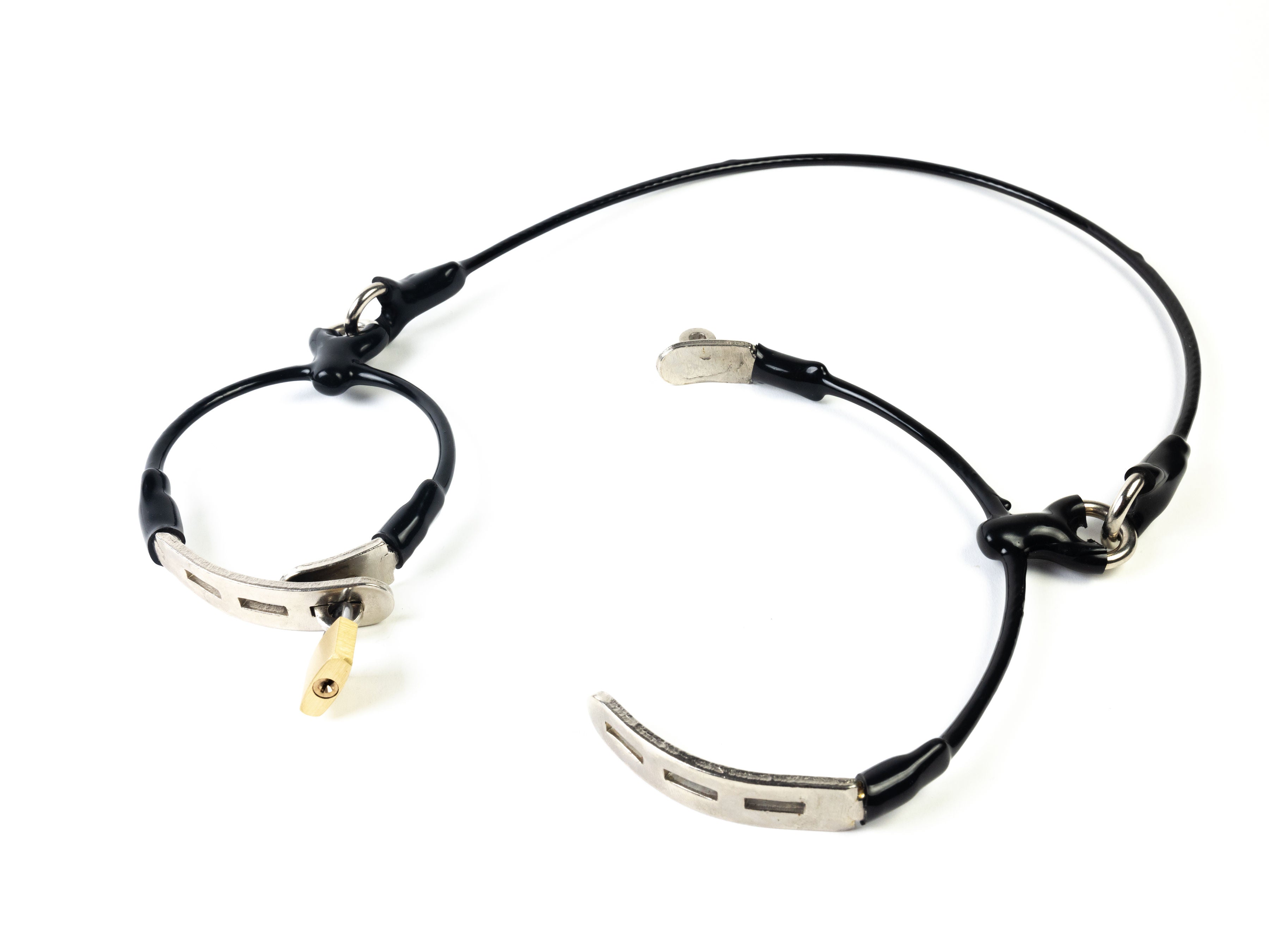 Cable legcuffs - adjustable, coated steel (black)