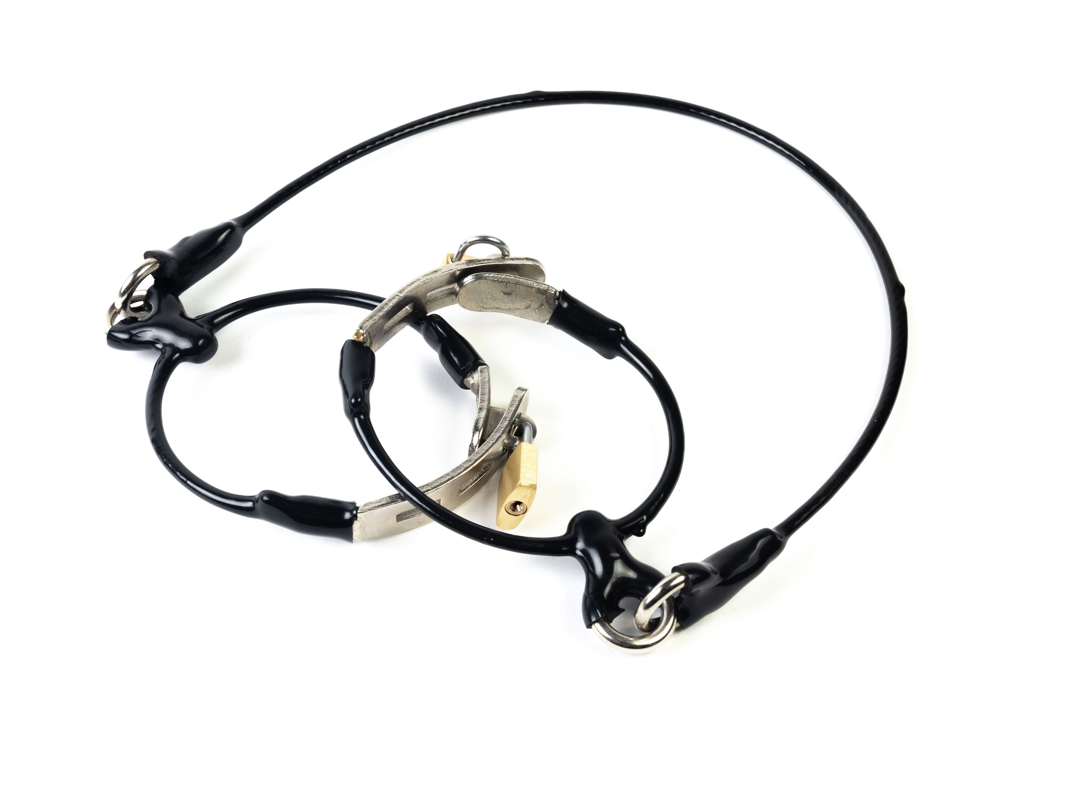 Cable legcuffs - adjustable, coated steel (black)