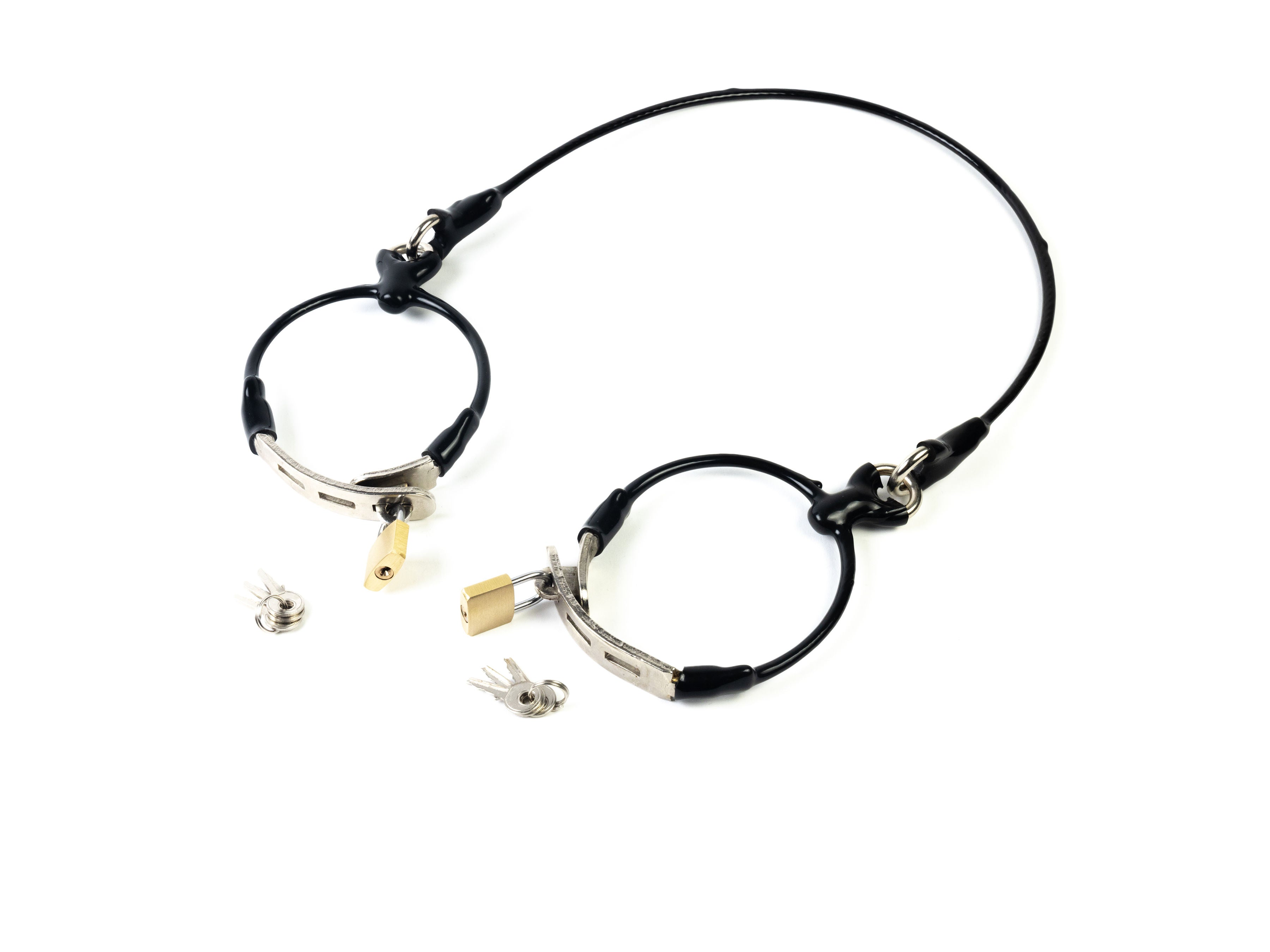 Cable legcuffs - adjustable, coated steel (black)