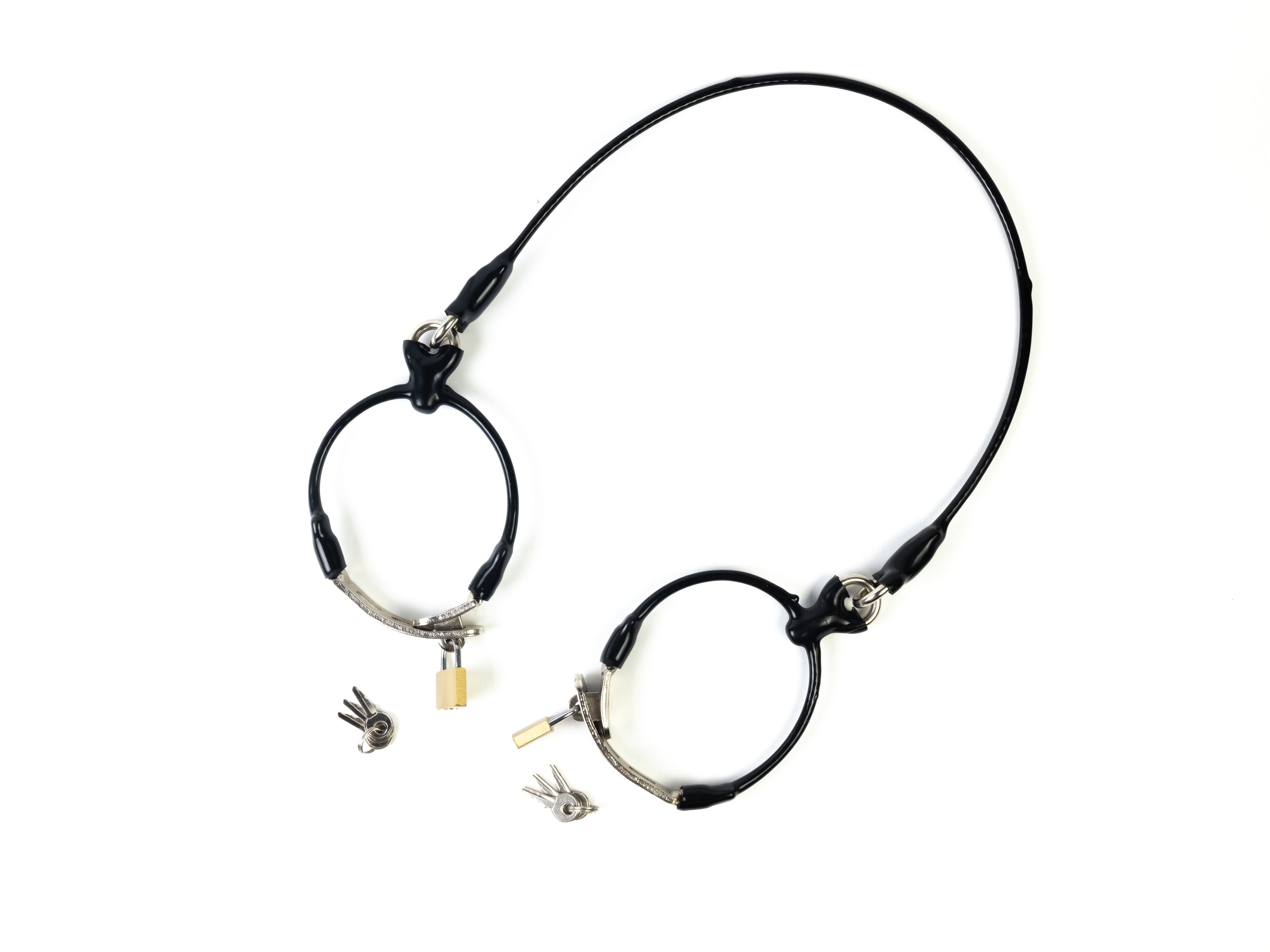 Cable legcuffs - adjustable, coated steel (black)