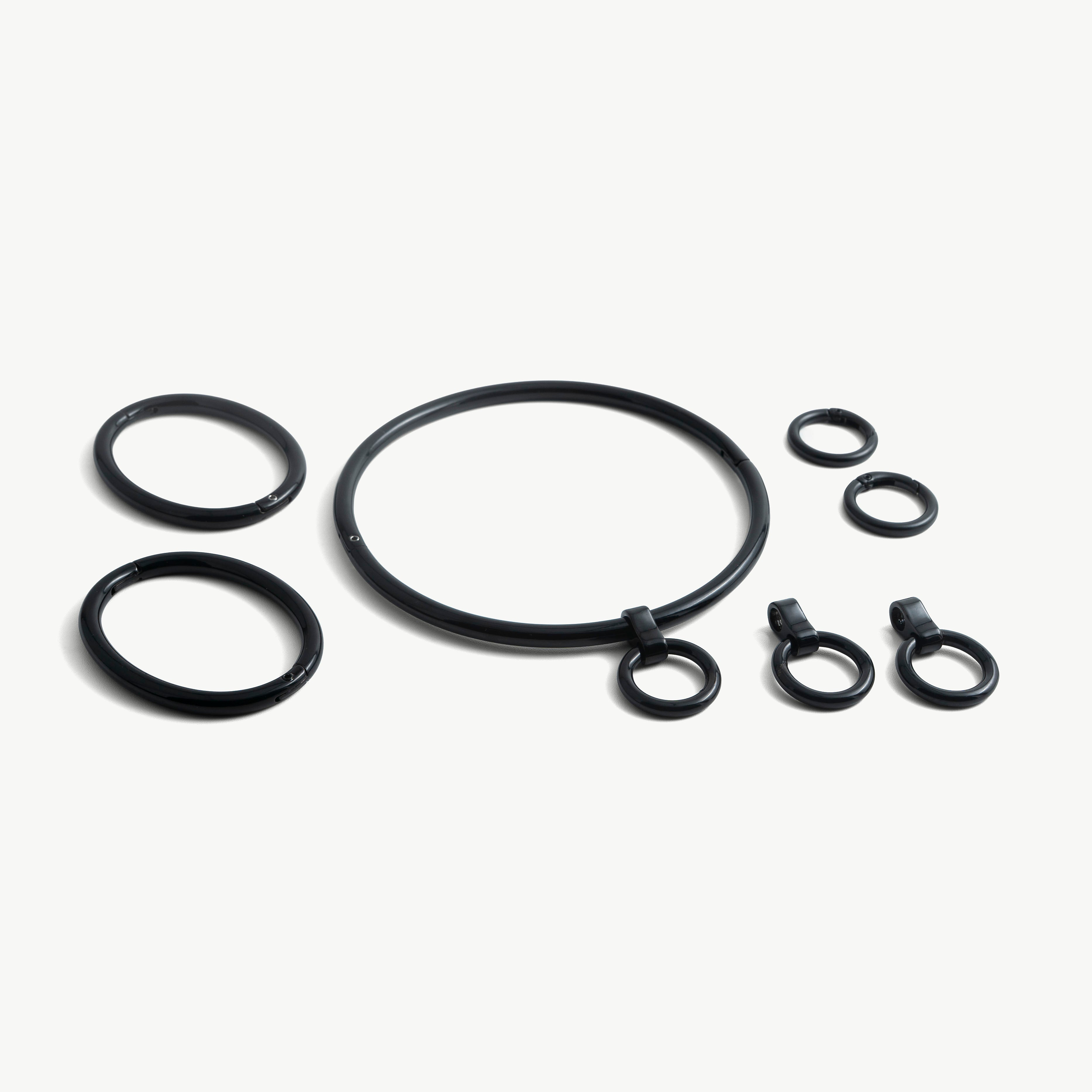 deSade® Locking Jewelry Set - Collar, Bracelets & Accessories (6mm, black)