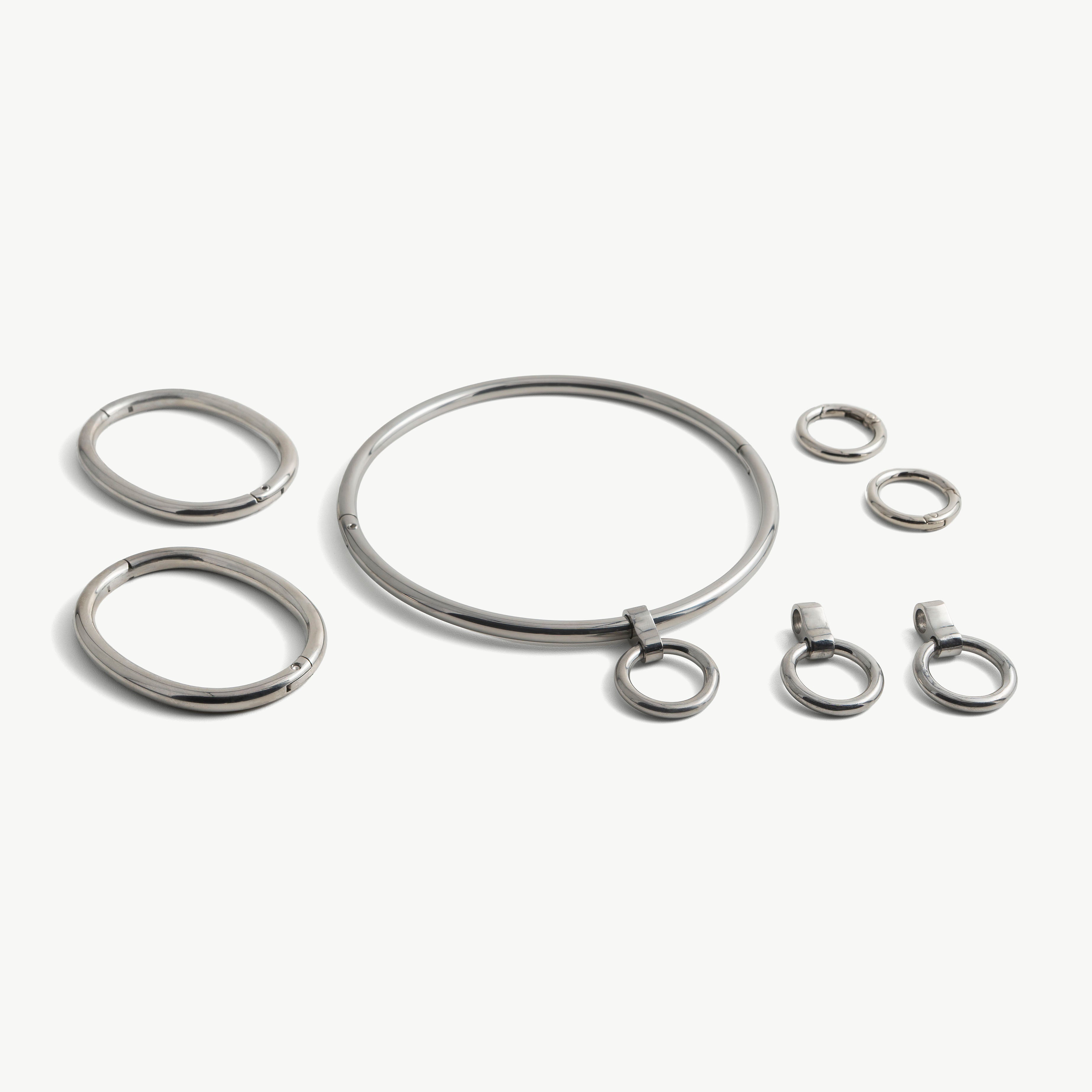 deSade® Locking Jewelry Set - Collar, Bracelets & Accessories (6mm, silver)
