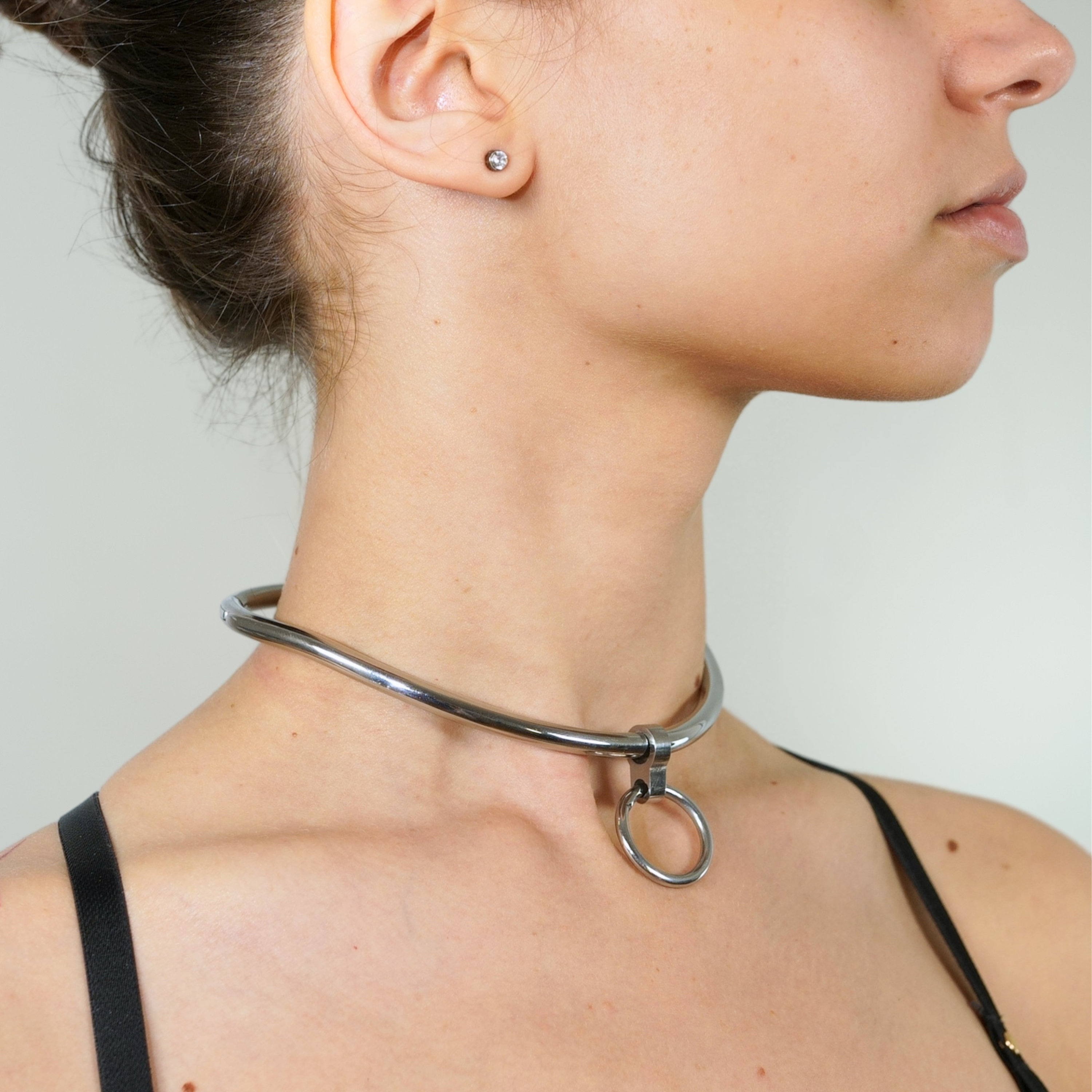 deSade® day collar - ergonomic, hex lock (6mm thick, silver)