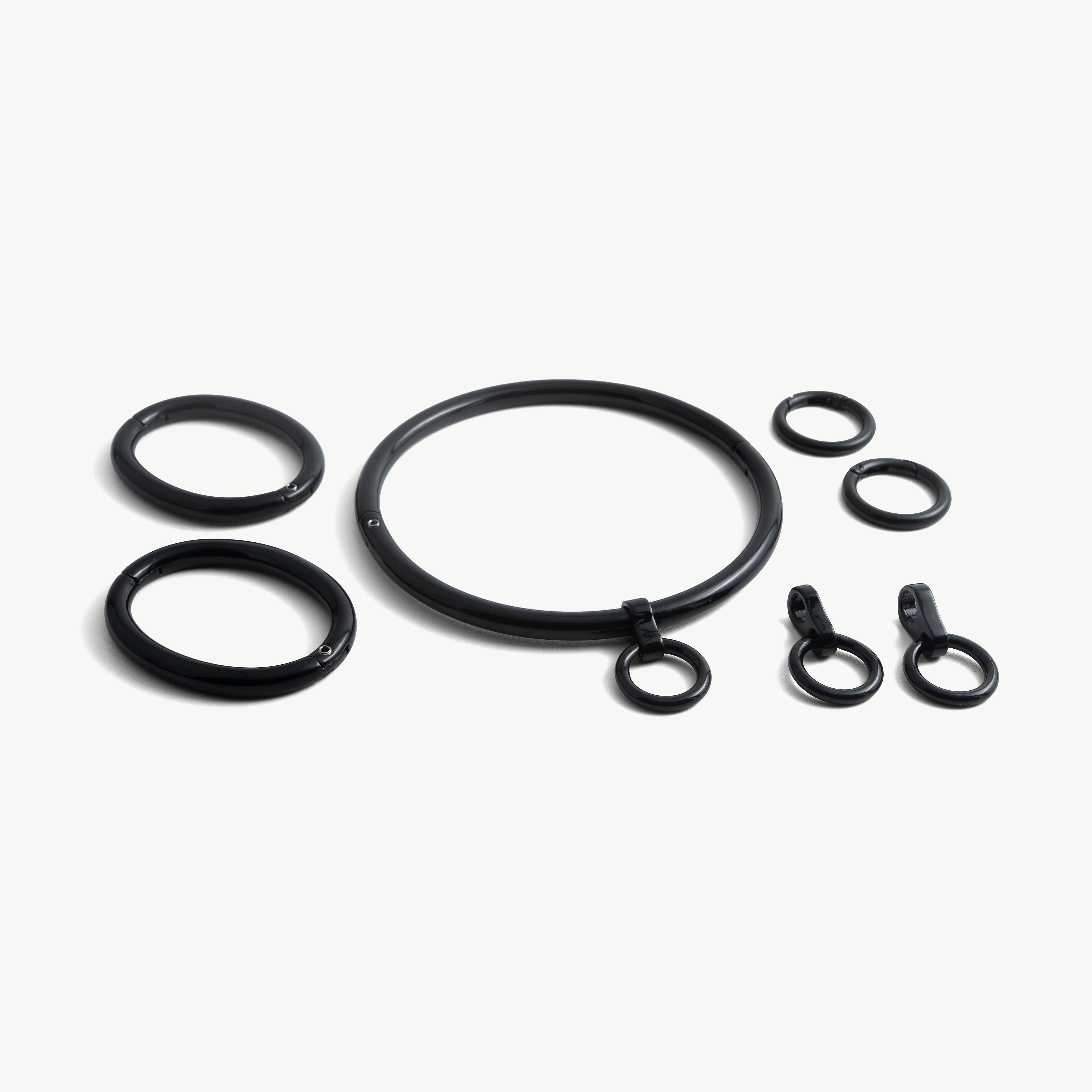 deSade® Locking Jewelry Set - Collar, Bracelets & Accessories (8mm, black)