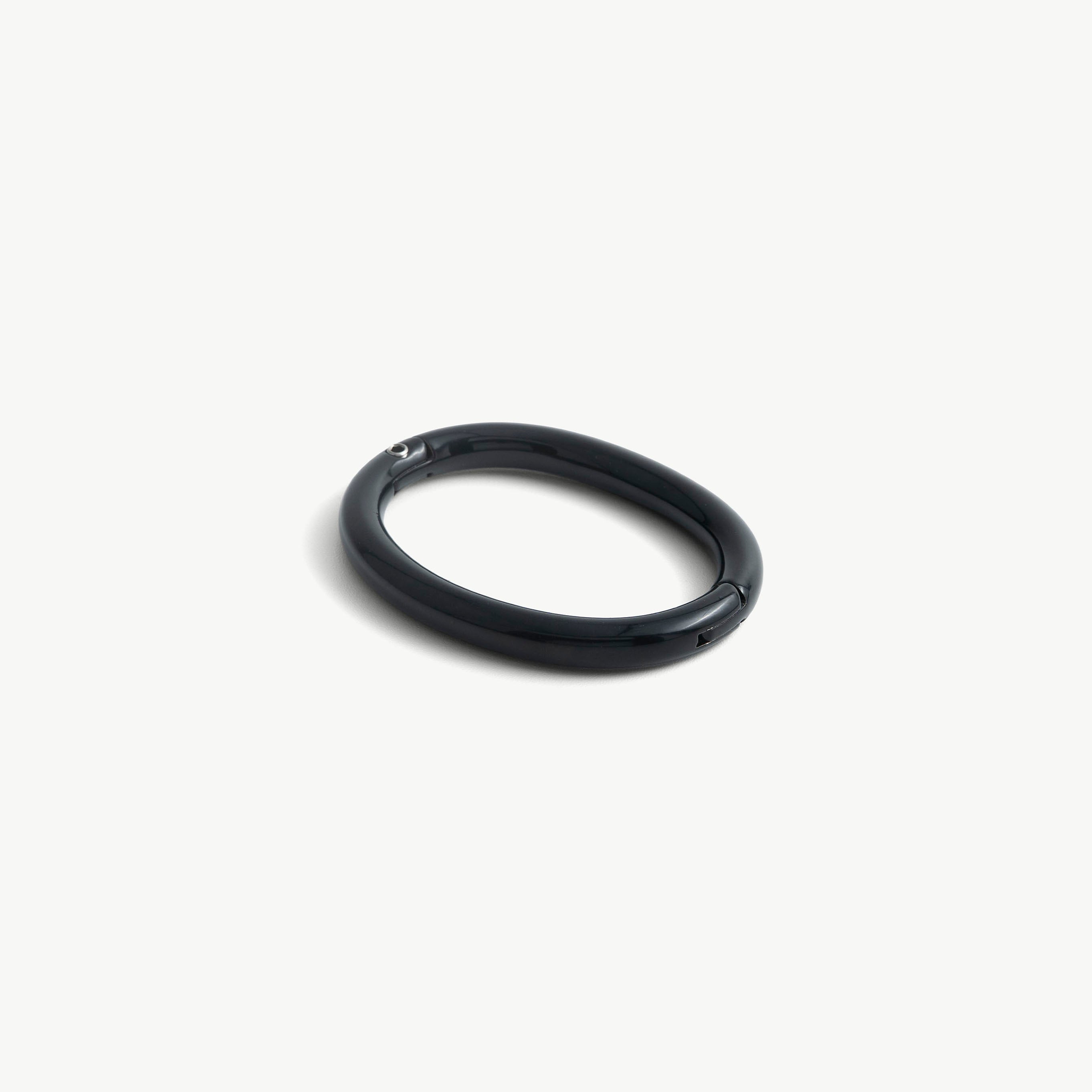 Age of Bondage deSade black wrist bracelet, smooth oval band with hidden hex lock, 8mm steel