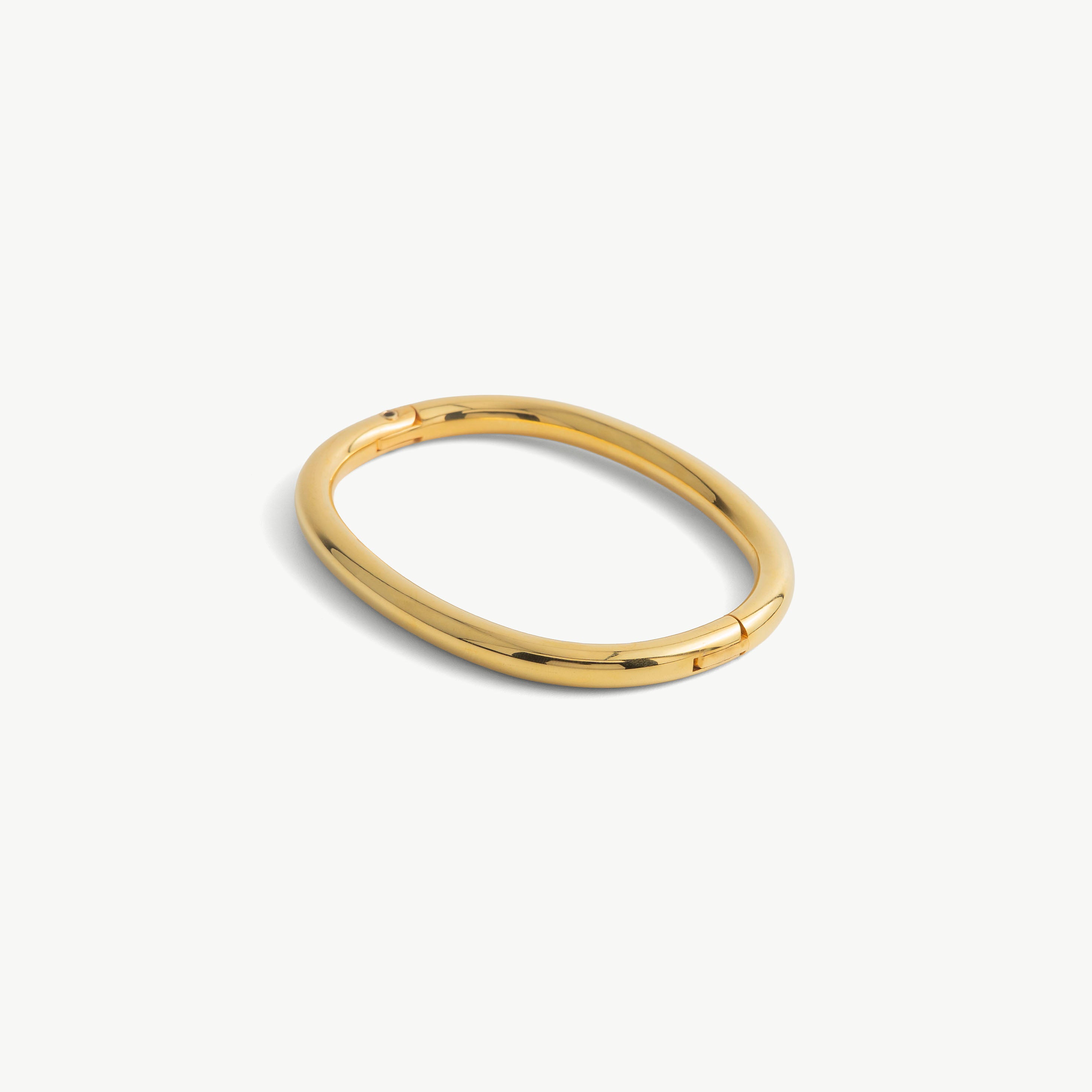 Age of Bondage deSade gold ankle bracelet, smooth oval band with hidden hex lock, 8mm steel