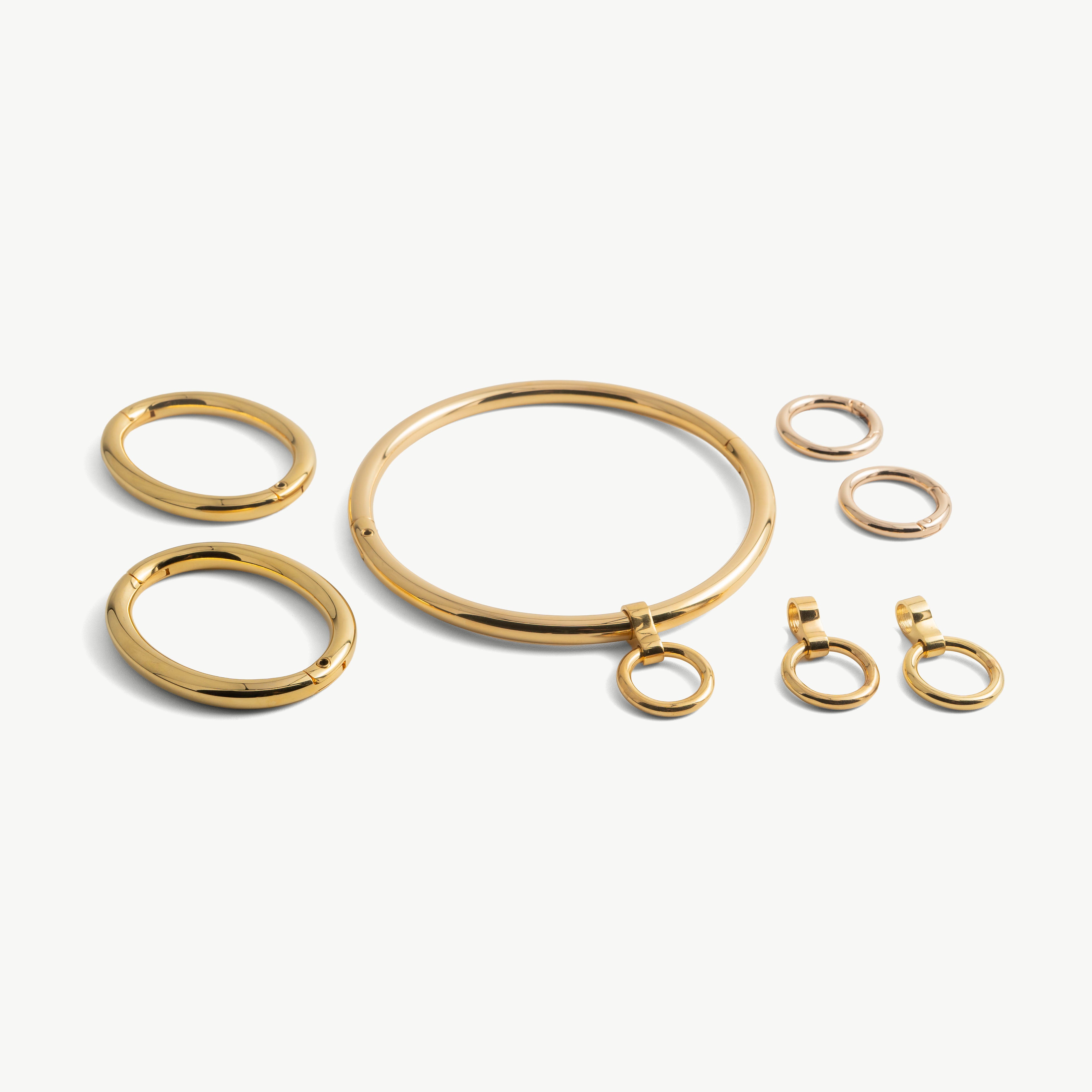 deSade® Locking Jewelry Set - Collar, Bracelets & Accessories (8mm, gold)