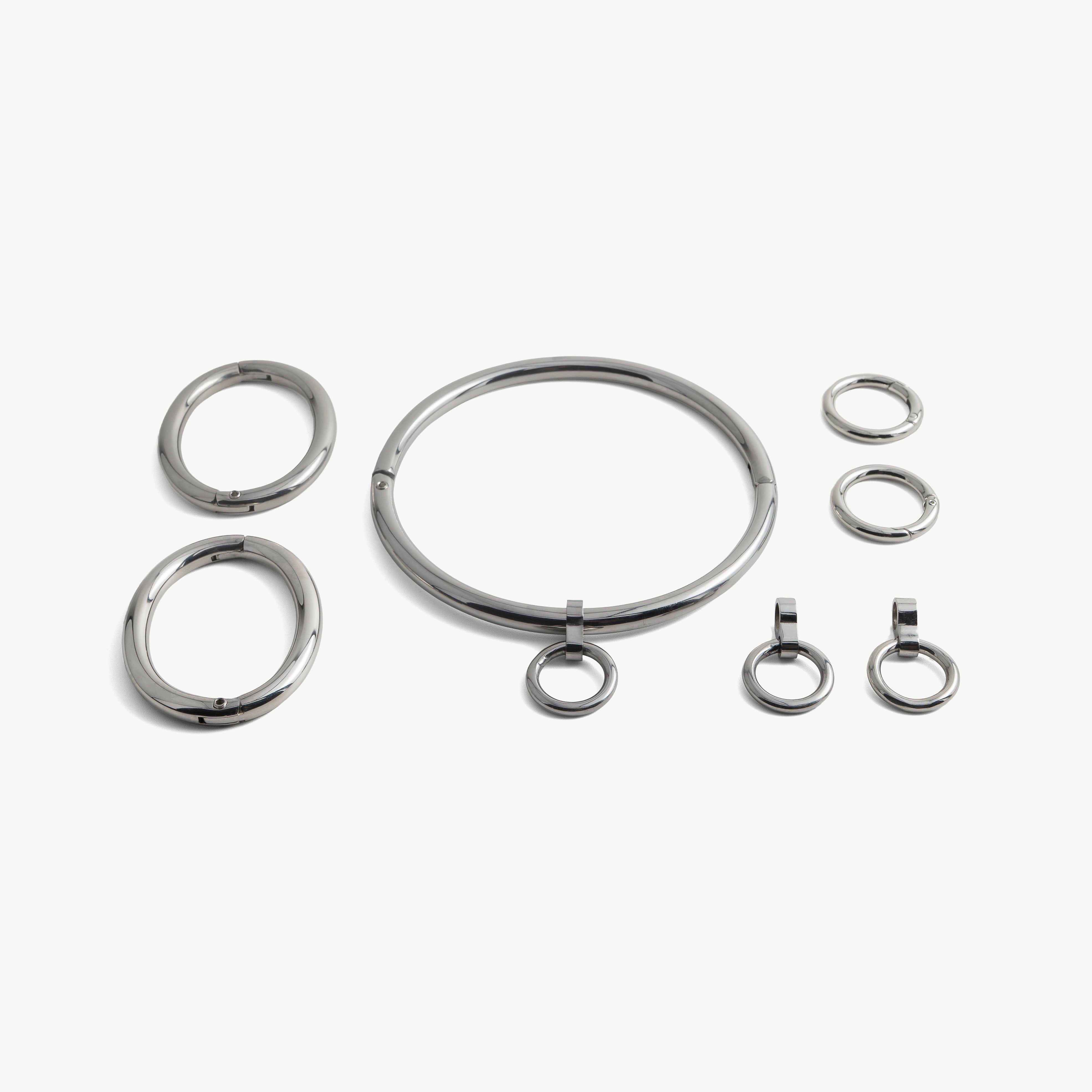 deSade® Locking Jewelry Set - Collar, Bracelets & Accessories (8mm, silver)