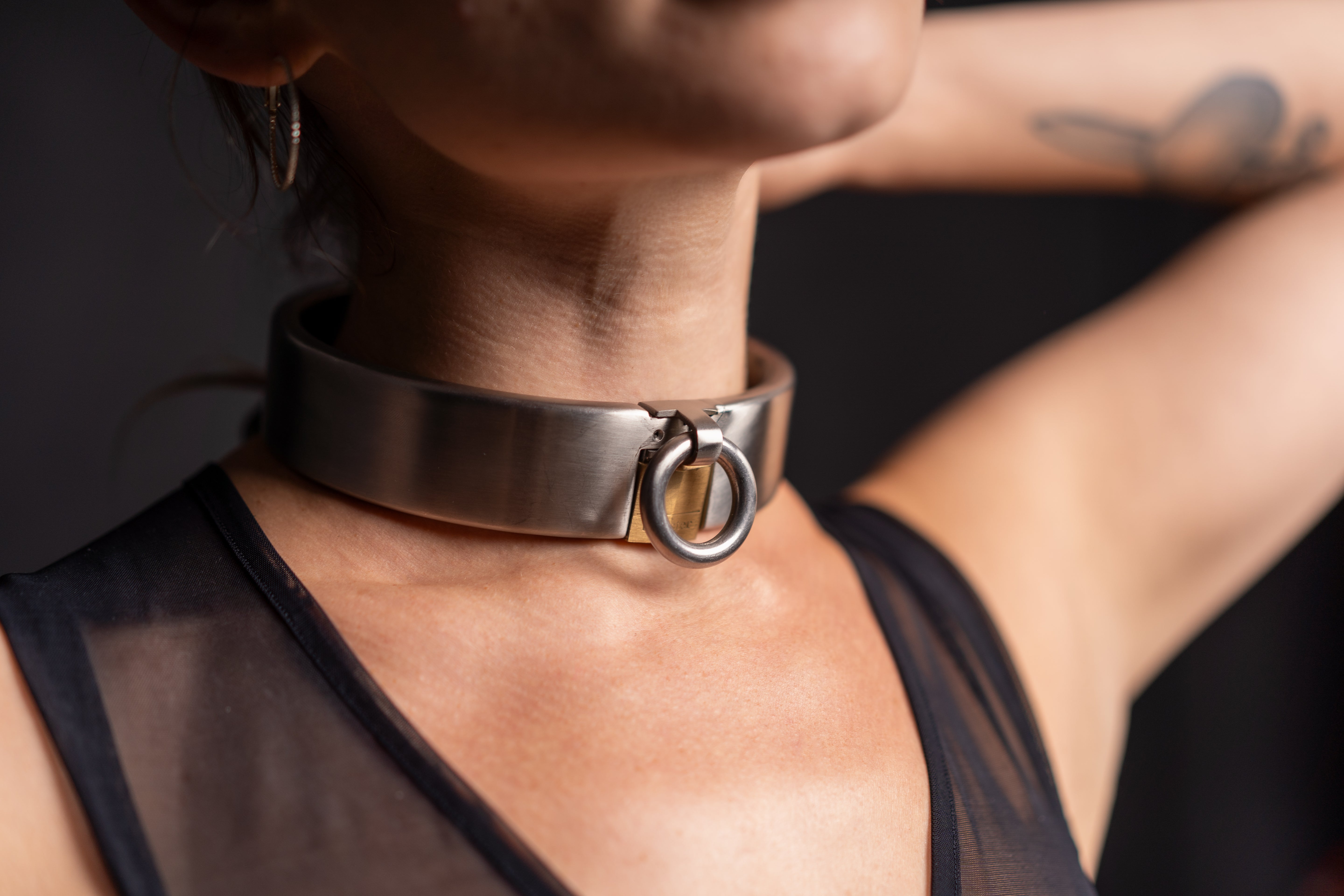 Padlock collar - stainless steel, brushed