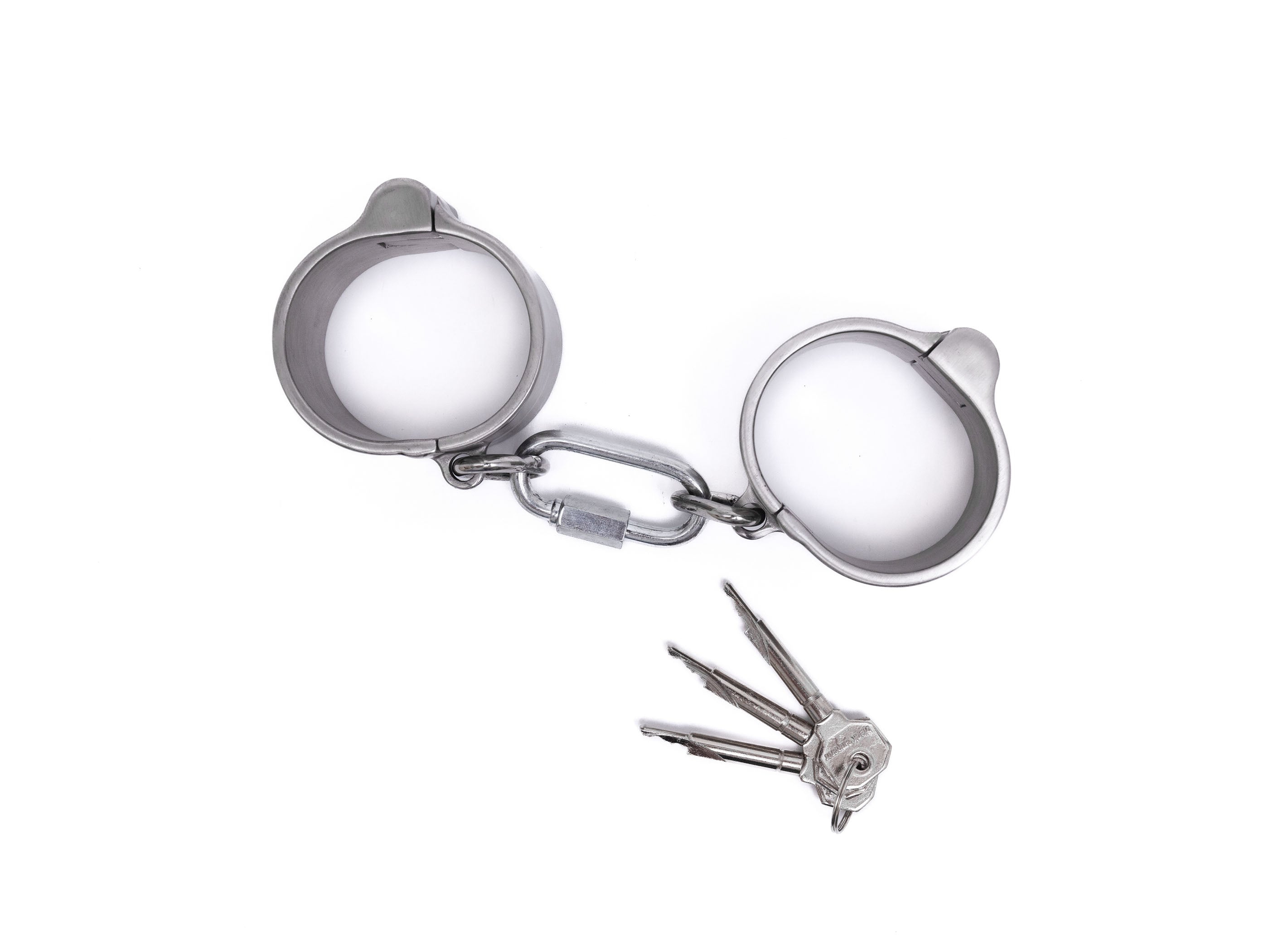 Massive 40mm push-in steel handcuffs seen from above