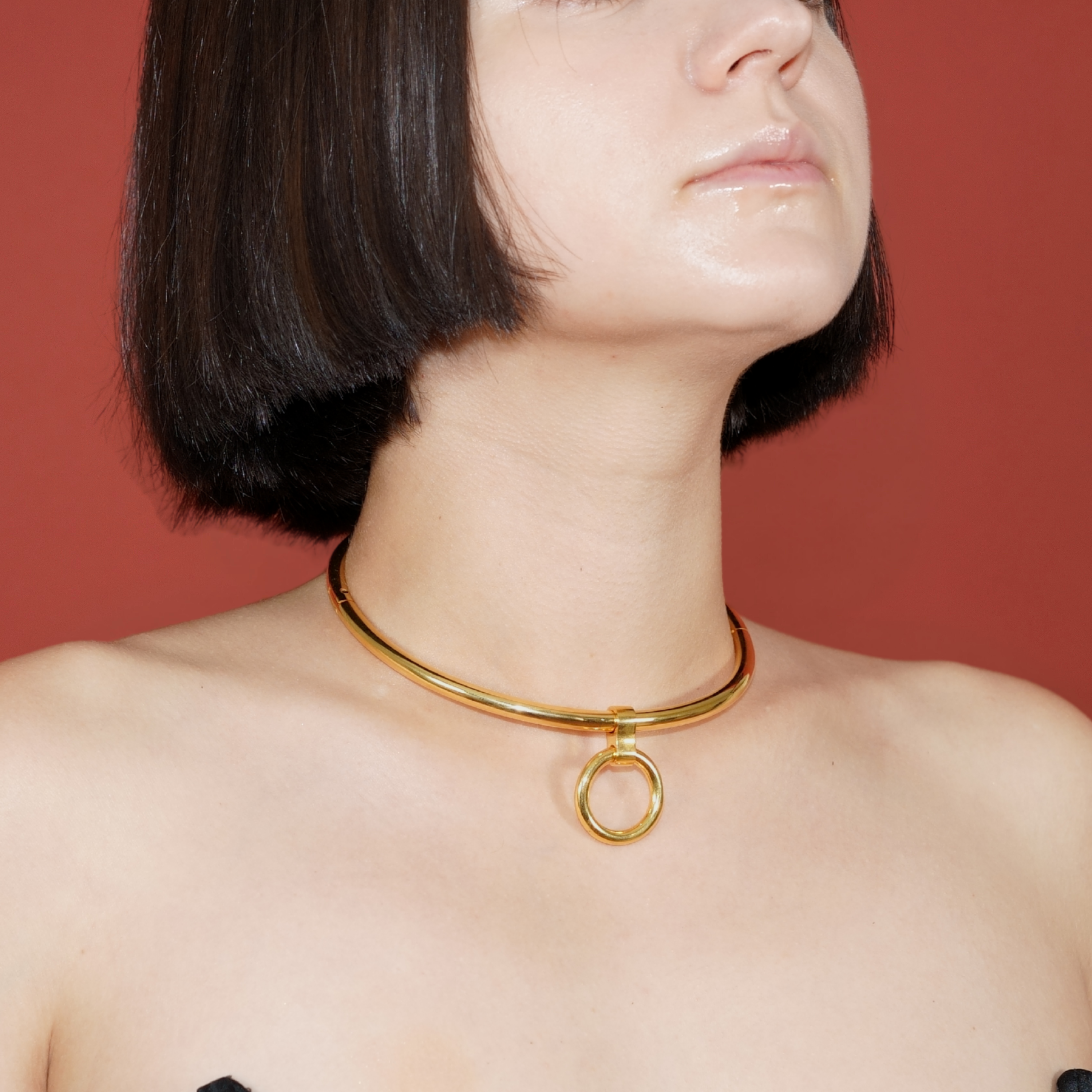 deSade® Round Day Collar - hidden hex lock, O-ring (6mm thick, gold)