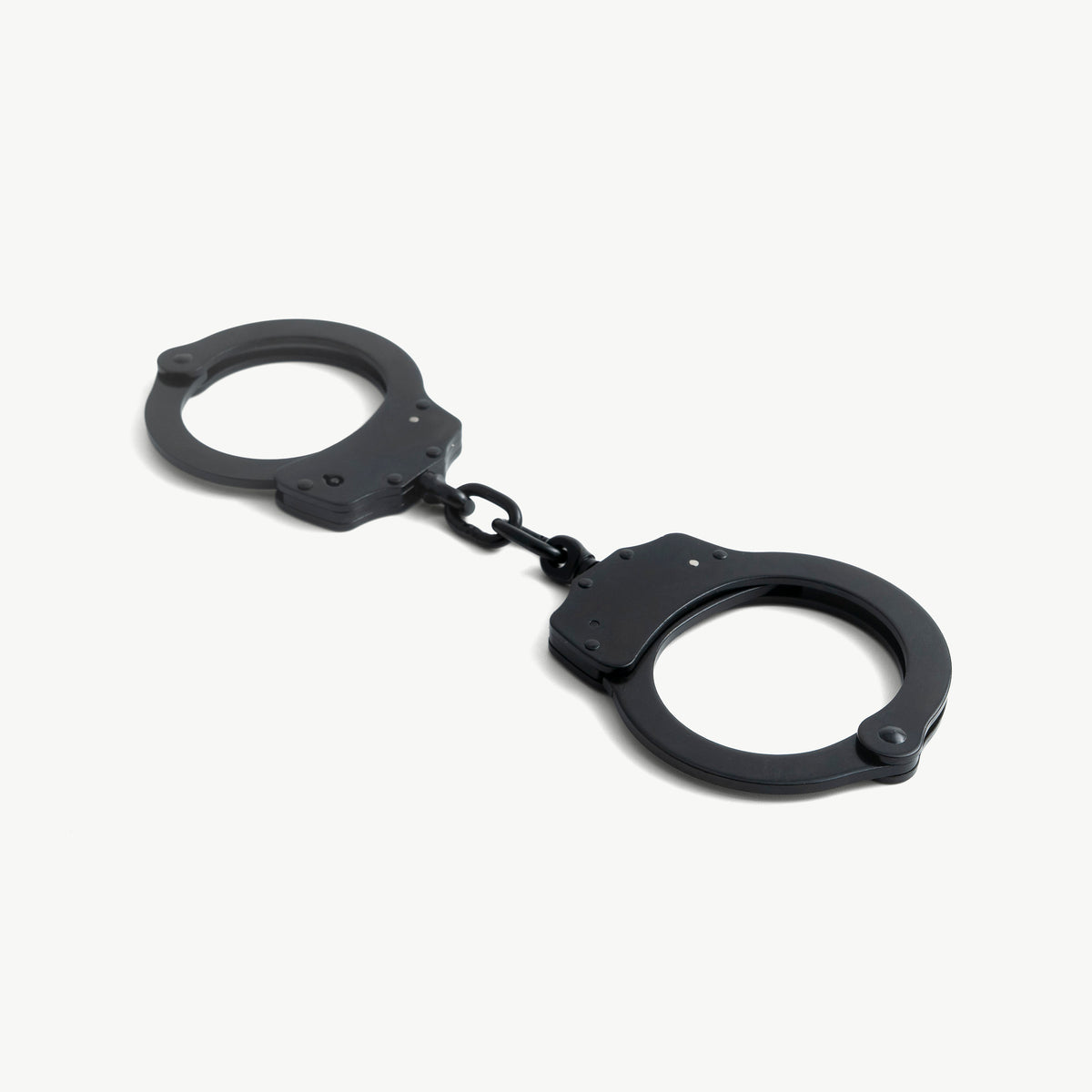 Police Handcuffs - black steel, with chain