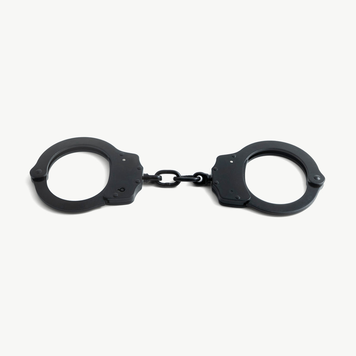 Police Handcuffs - black steel, with chain