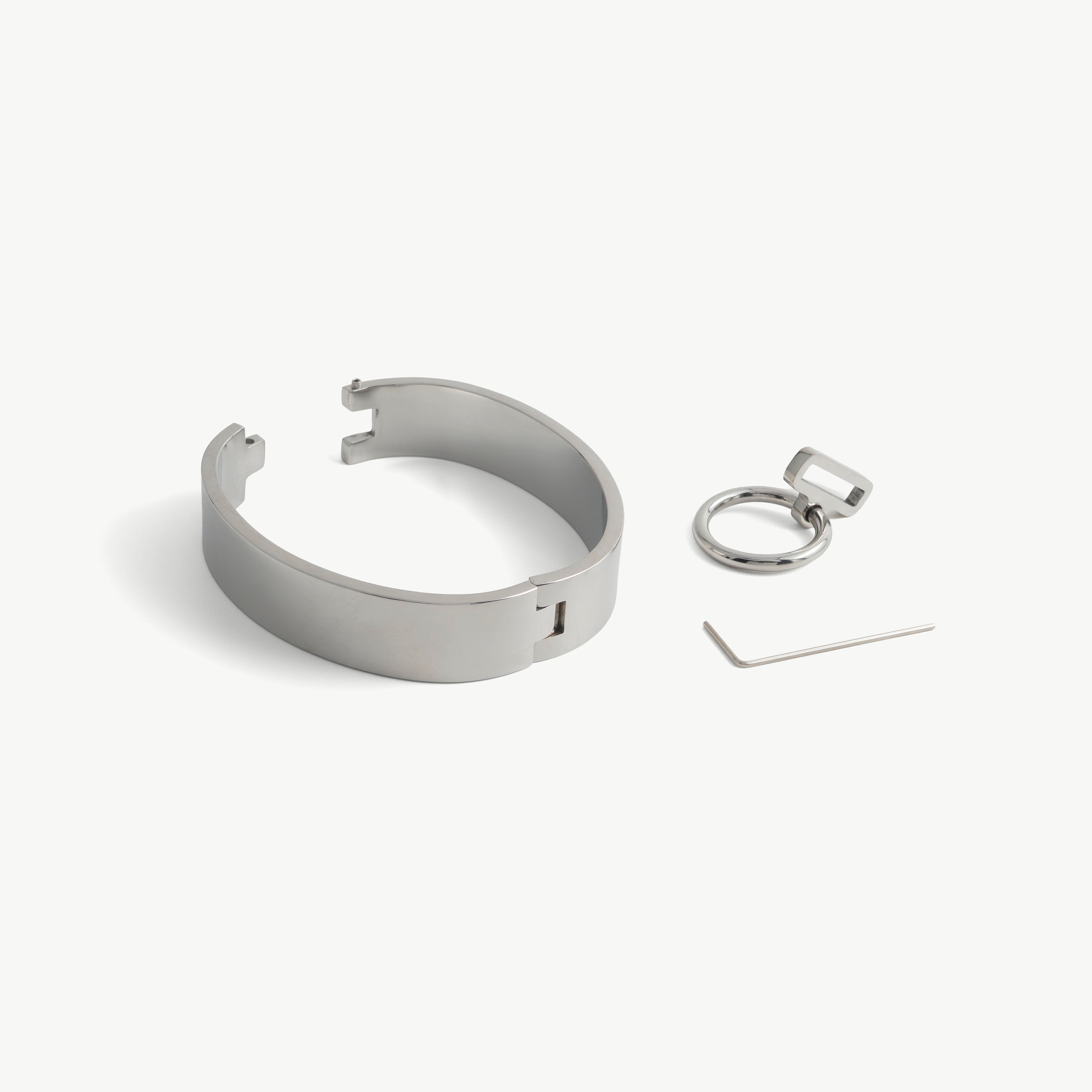 Open polished steel deSade ankle band with detachable O-ring fitting and hex key