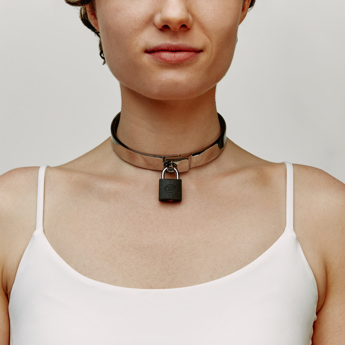 Flat Collar - stainless steel, with Pin and Padlock (various sizes)