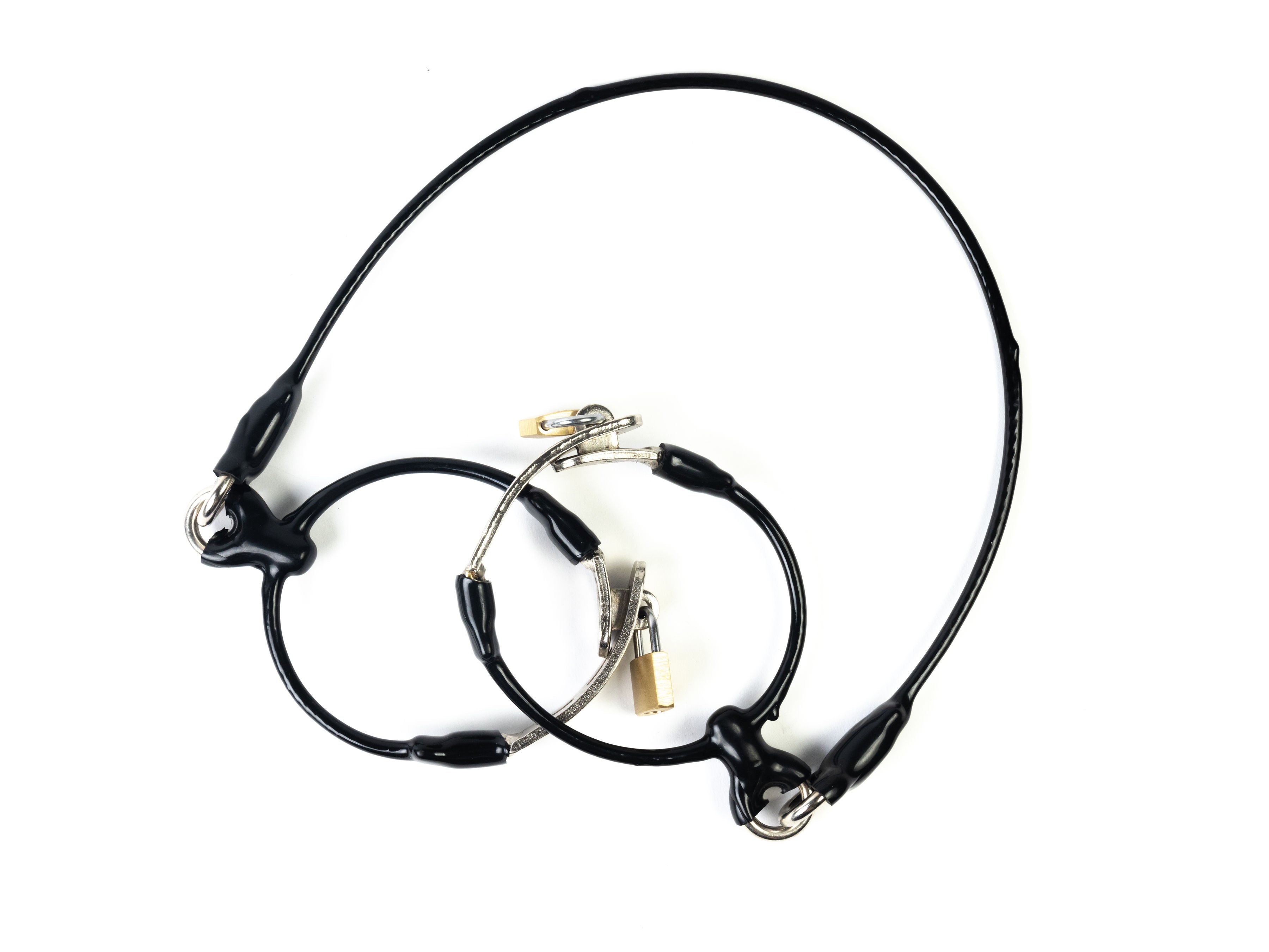 Cable legcuffs - adjustable, coated steel (black)