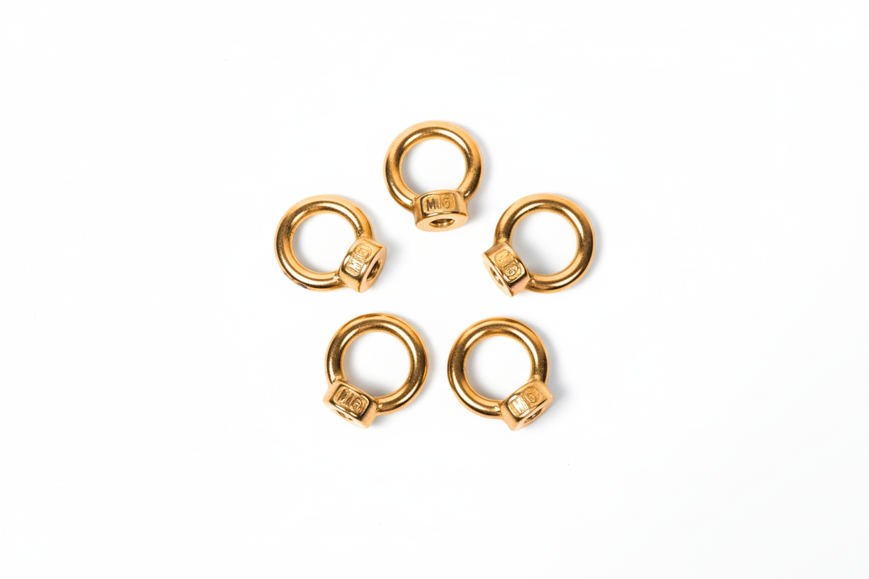 eye nut set - 5 pieces, M6 thread (silver or gold)