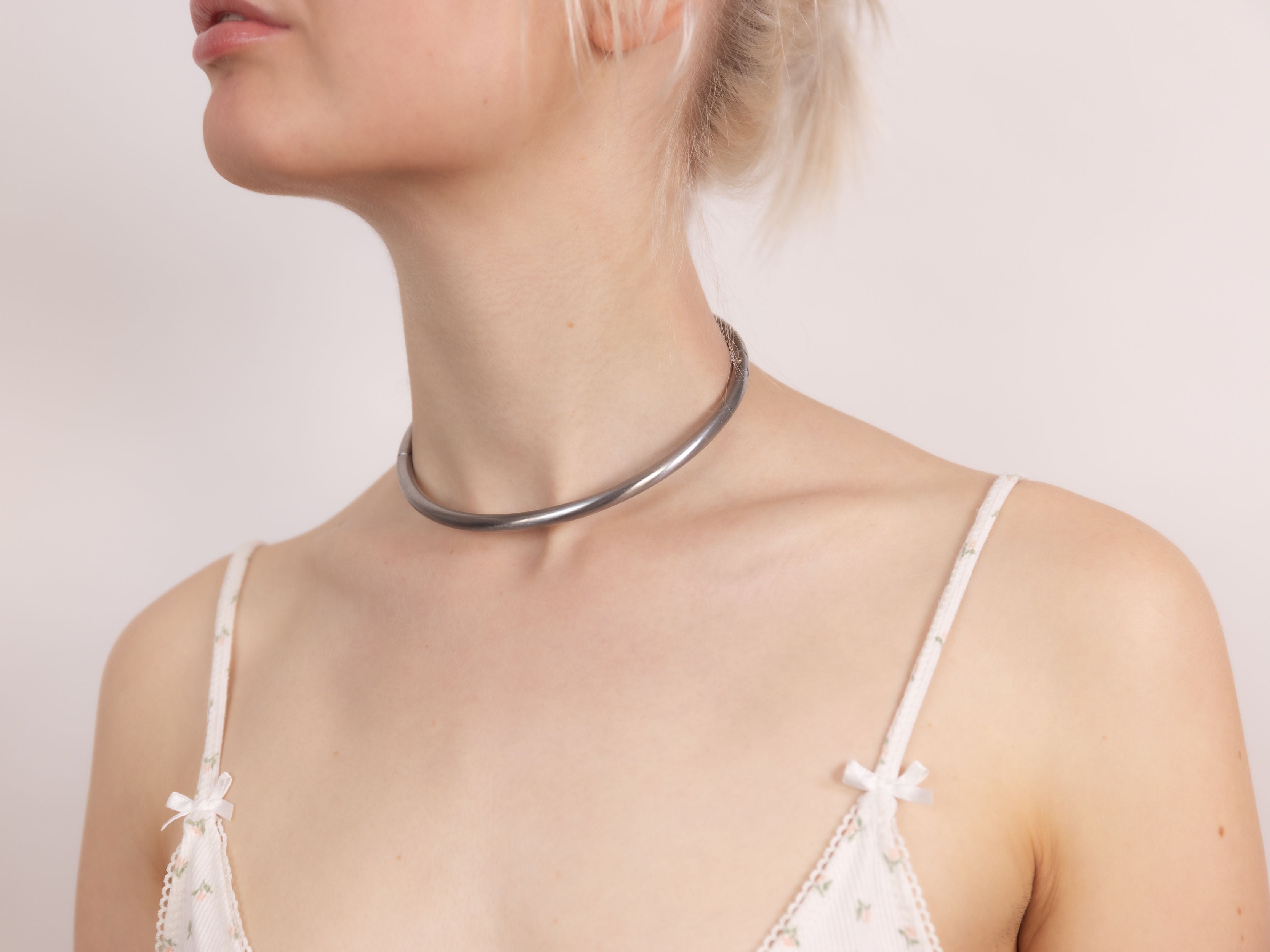 deSade® Round Day Collar - hidden hex lock (6mm thick, brushed silver)
