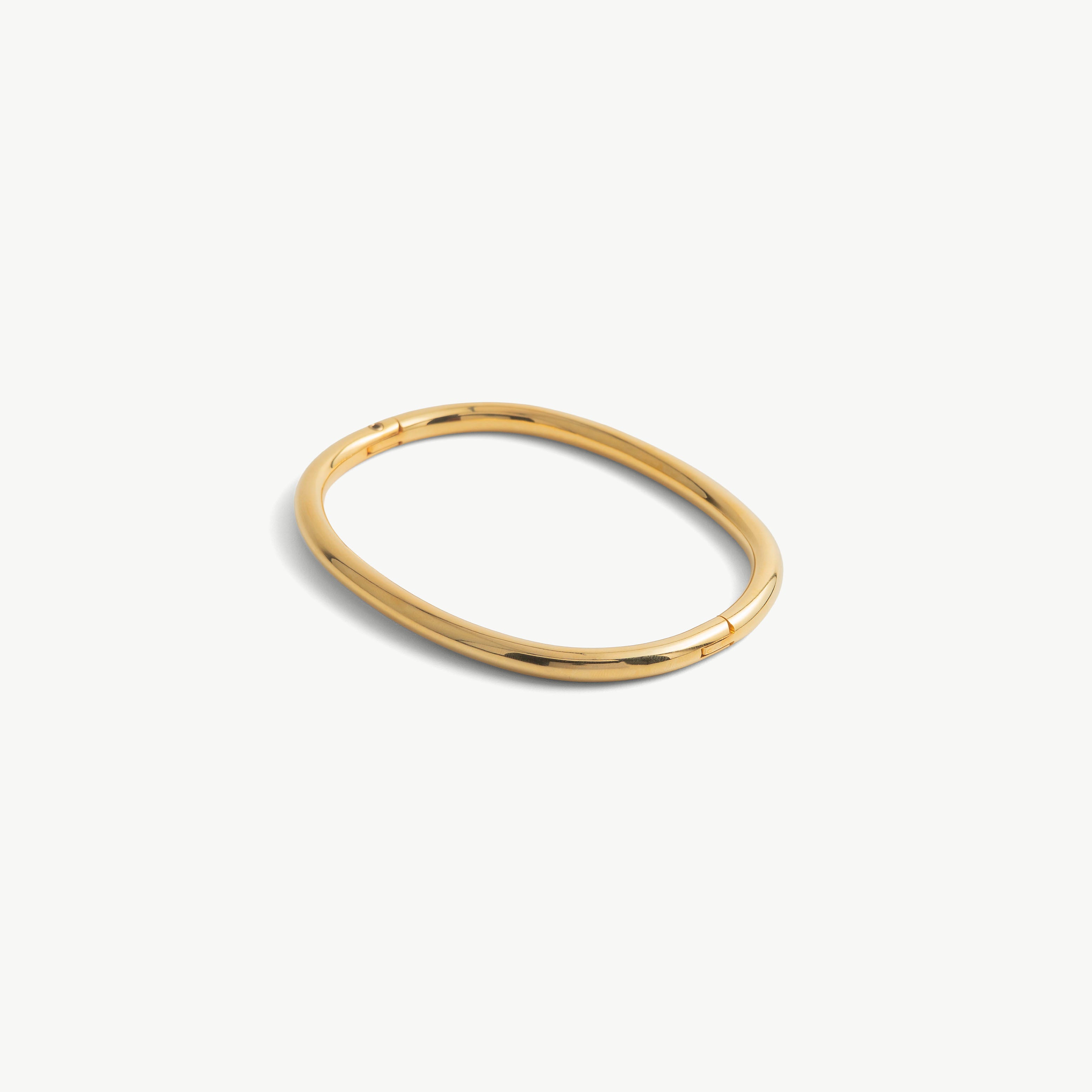 Age of Bondage deSade gold ankle bracelet, smooth oval band with hidden hex lock, 6mm steel