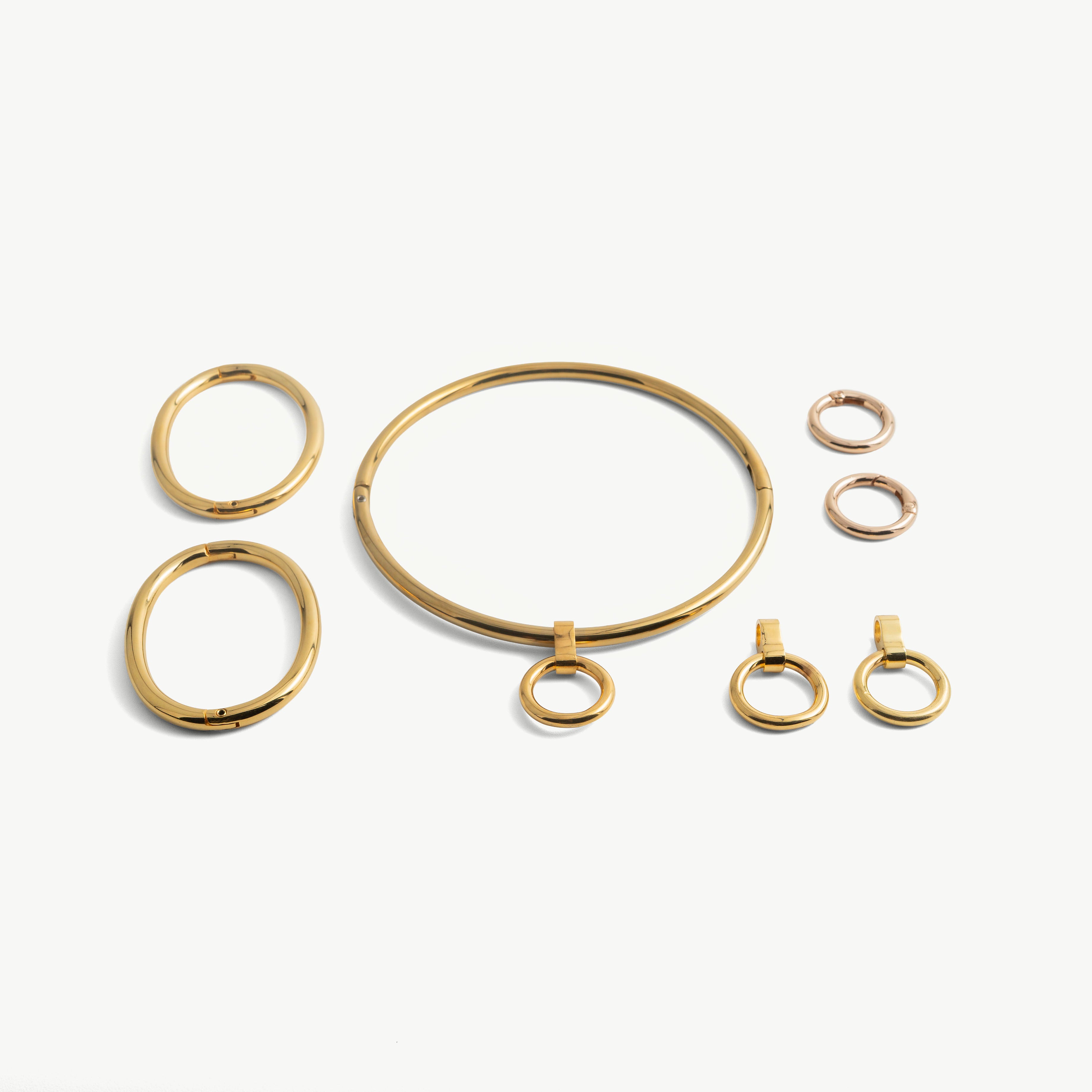 deSade® Locking Jewelry Set - Collar, Bracelets & Accessories (6mm, gold)
