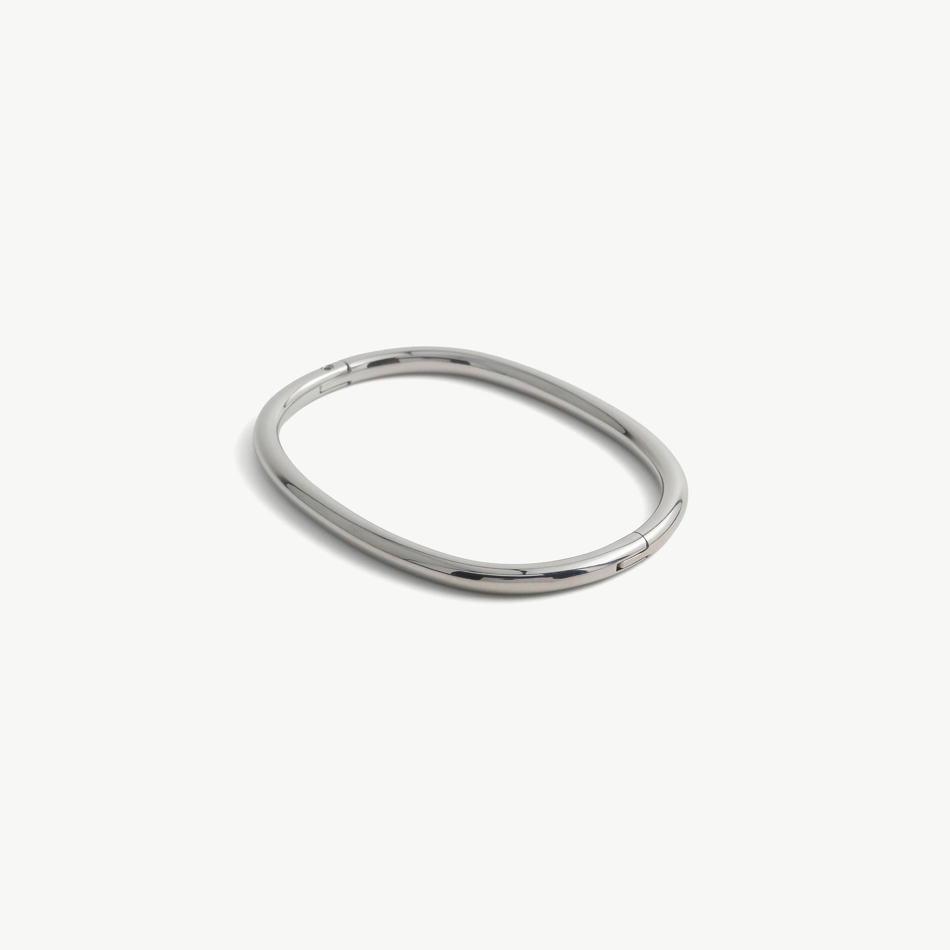 Age of Bondage deSade silver ankle bracelet, smooth oval band with hidden hex lock, 6mm steel