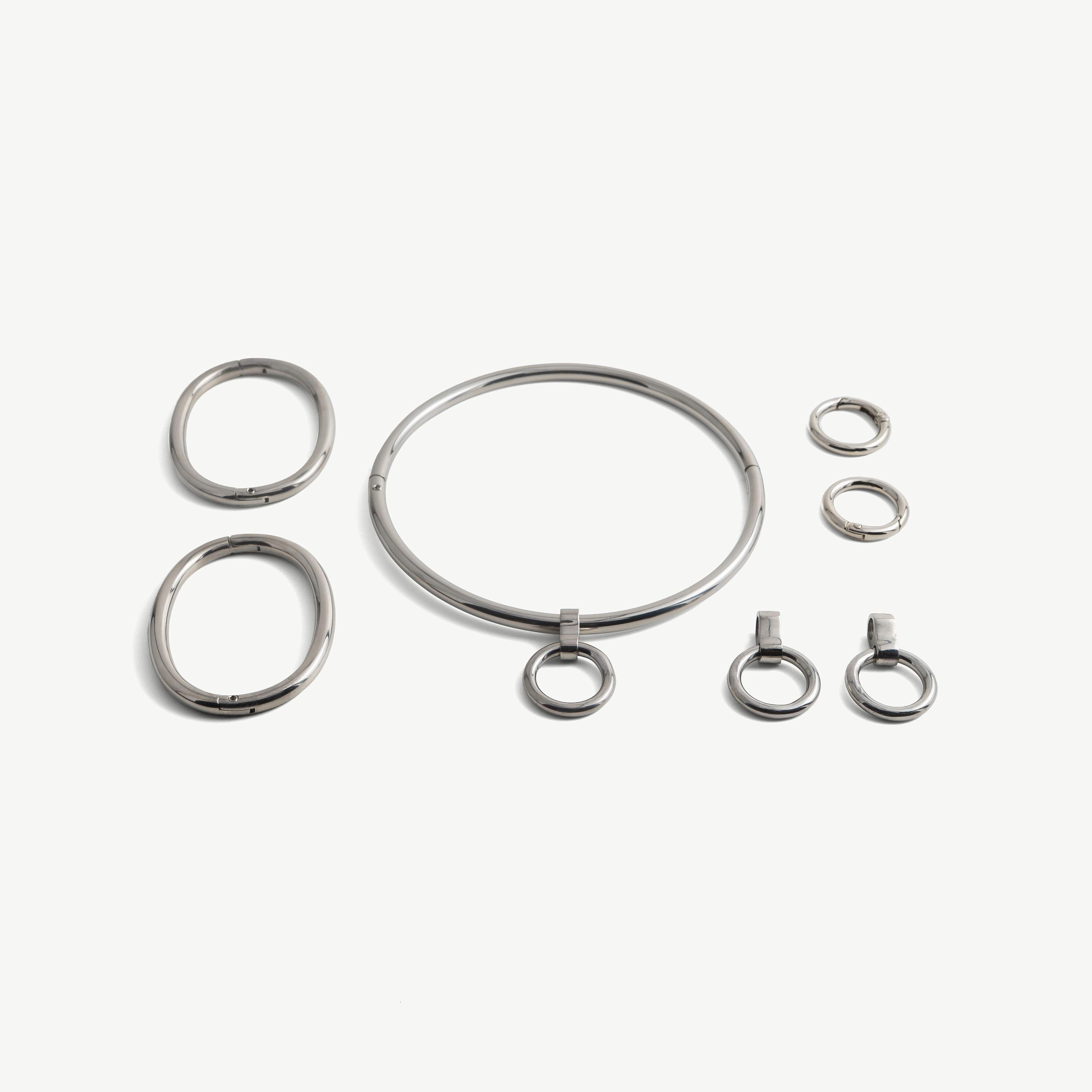 deSade® Locking Jewelry Set - Collar, Bracelets & Accessories (6mm, silver)