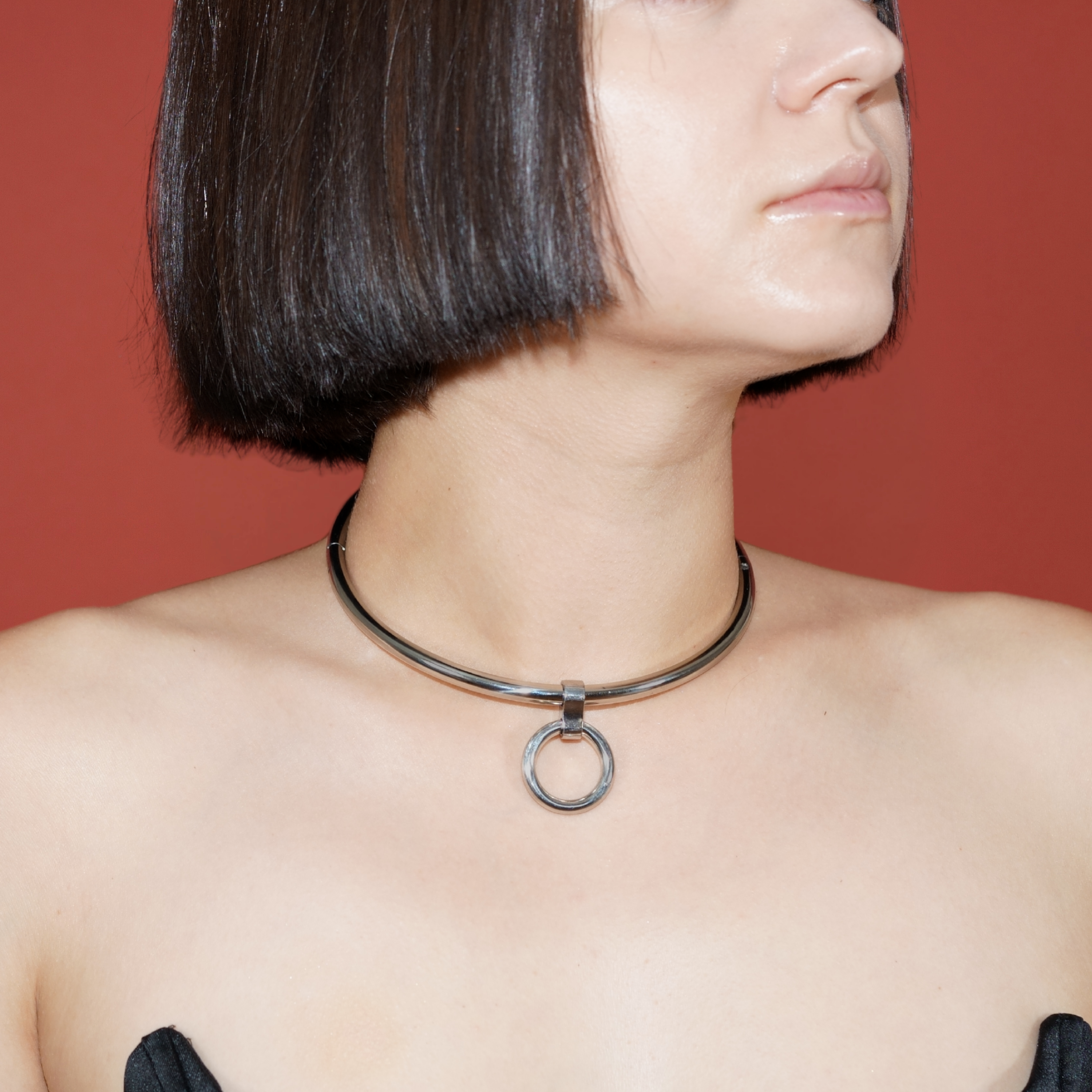 deSade® Round Day Collar - hidden hex lock, O-ring (6mm thick, silver)