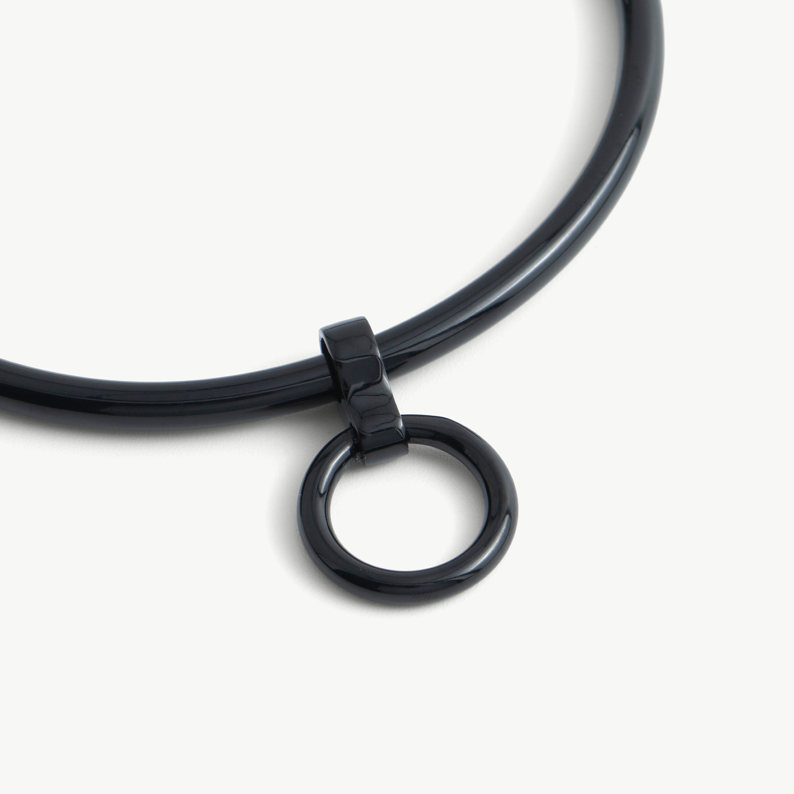 Close-up of the hidden hex lock on the black deSade round day collar