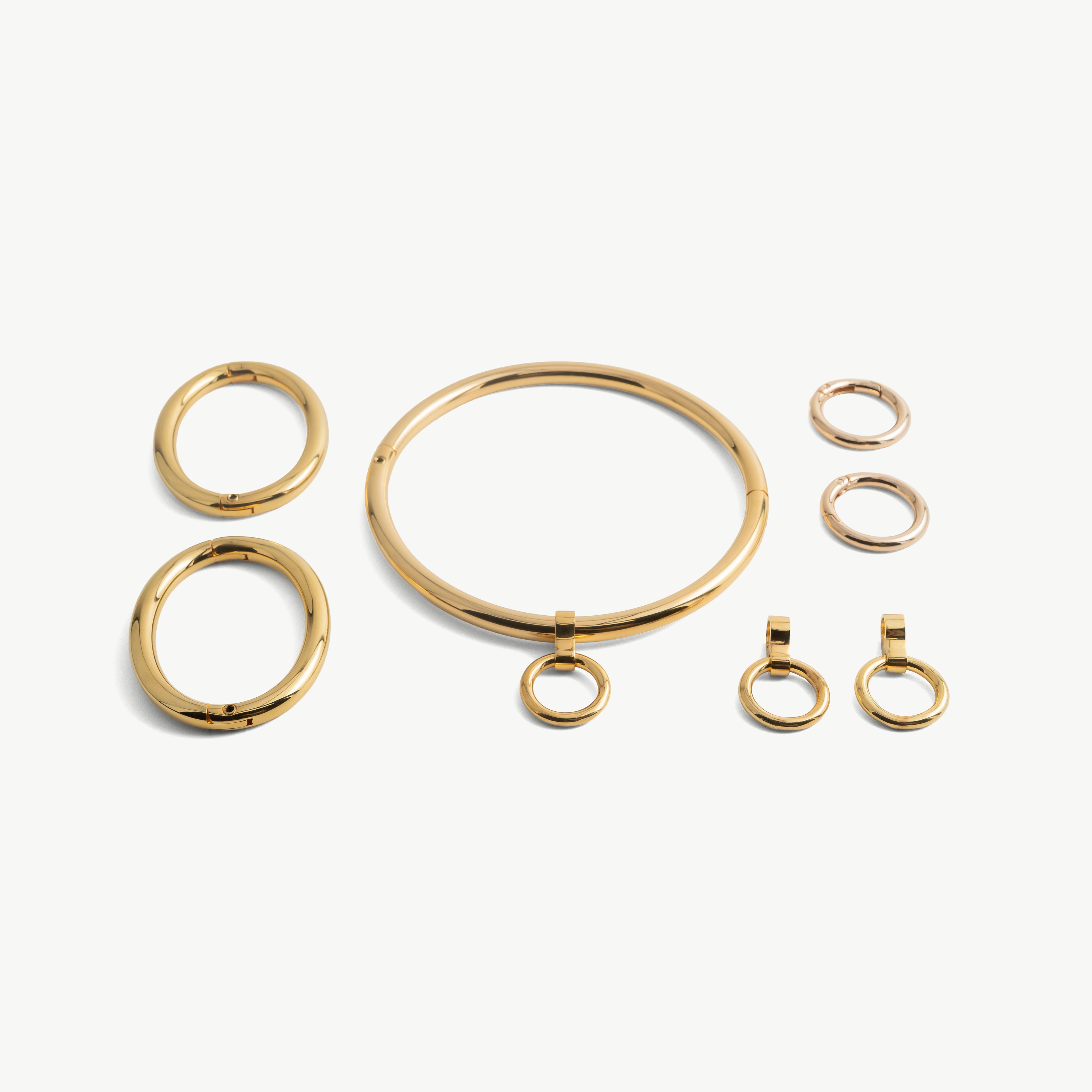 deSade® Locking Jewelry Set - Collar, Bracelets & Accessories (8mm, gold)