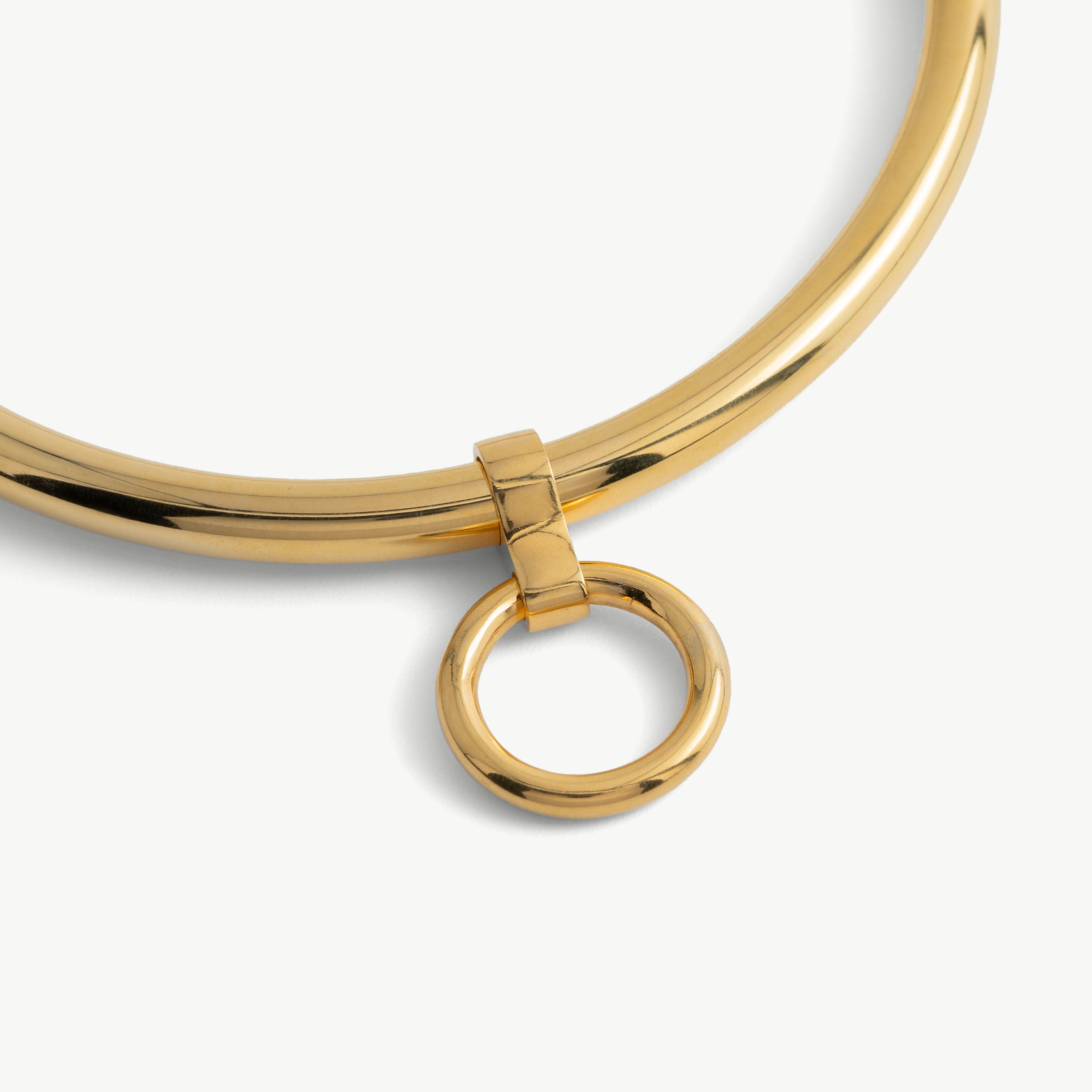 Close-up of the hidden hex lock on the gold deSade round day collar