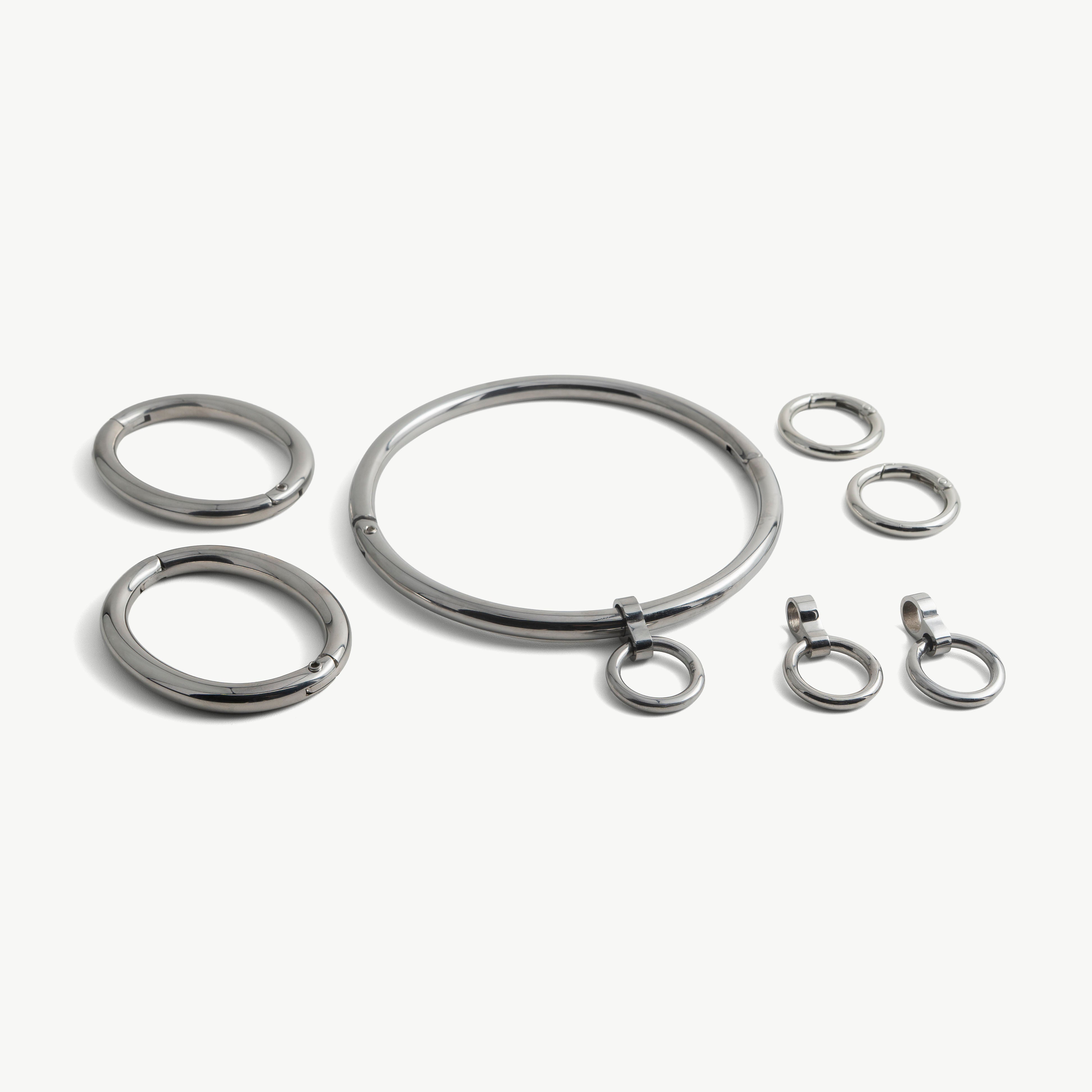 deSade® Locking Jewelry Set - Collar, Bracelets & Accessories (8mm, silver)