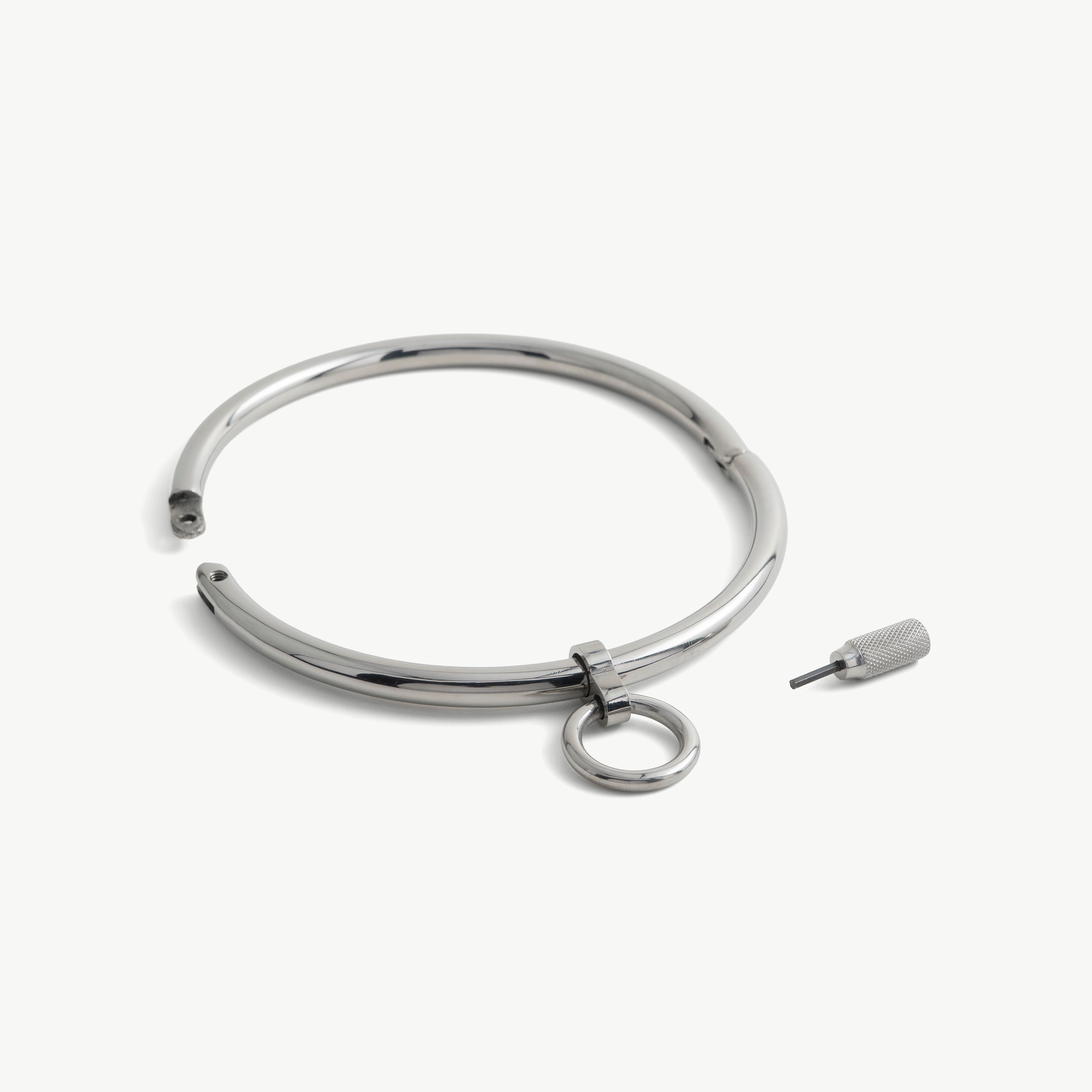 deSade® Round Day Collar - hidden hex lock, O-ring (8mm thick, silver)