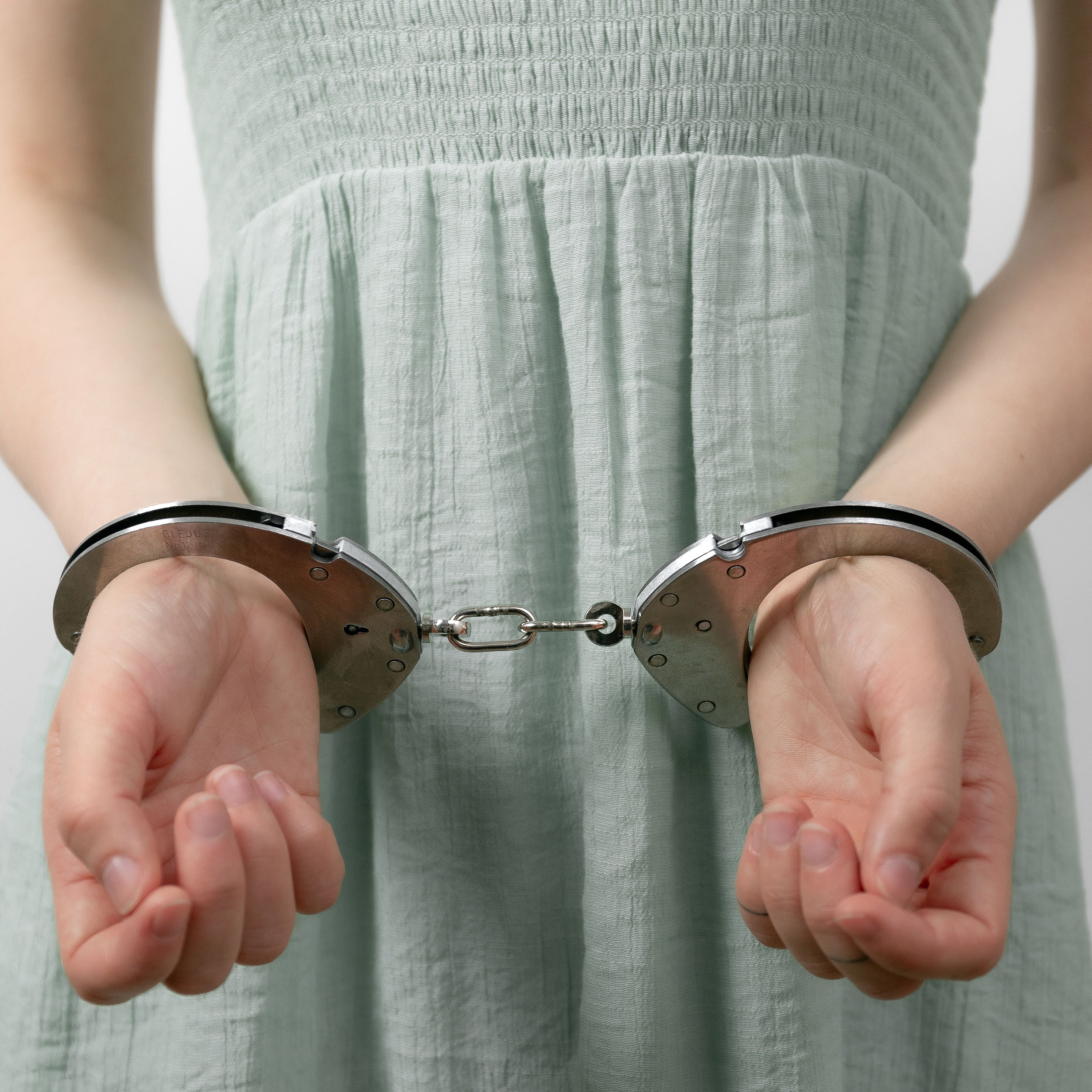 Clejuso No. 12 handcuffs - stainless steel, with chain