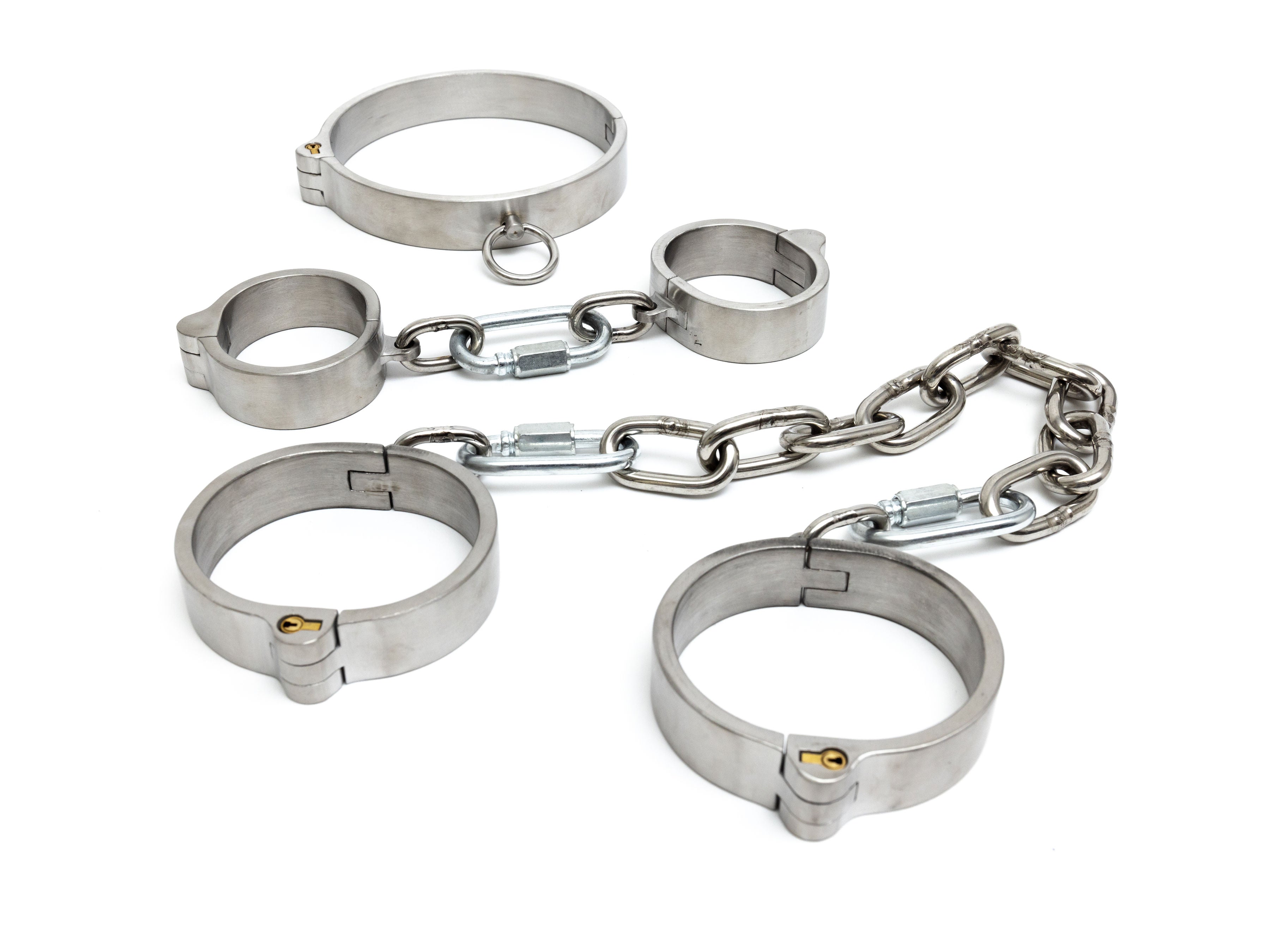 Flat Legcuffs - stainless steel, push-in lock (silver)
