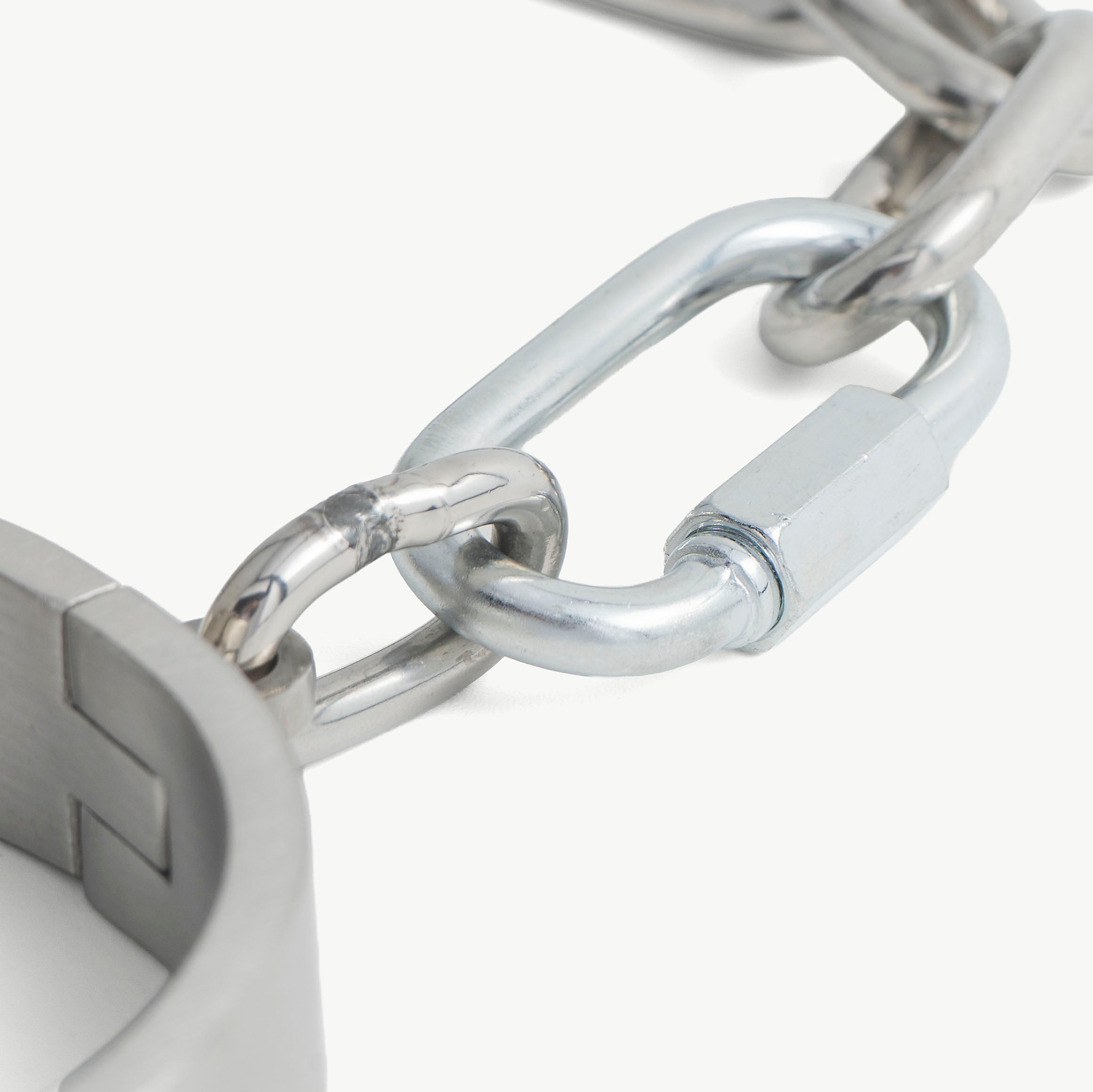 Flat Legcuffs - stainless steel, push-in lock (silver)