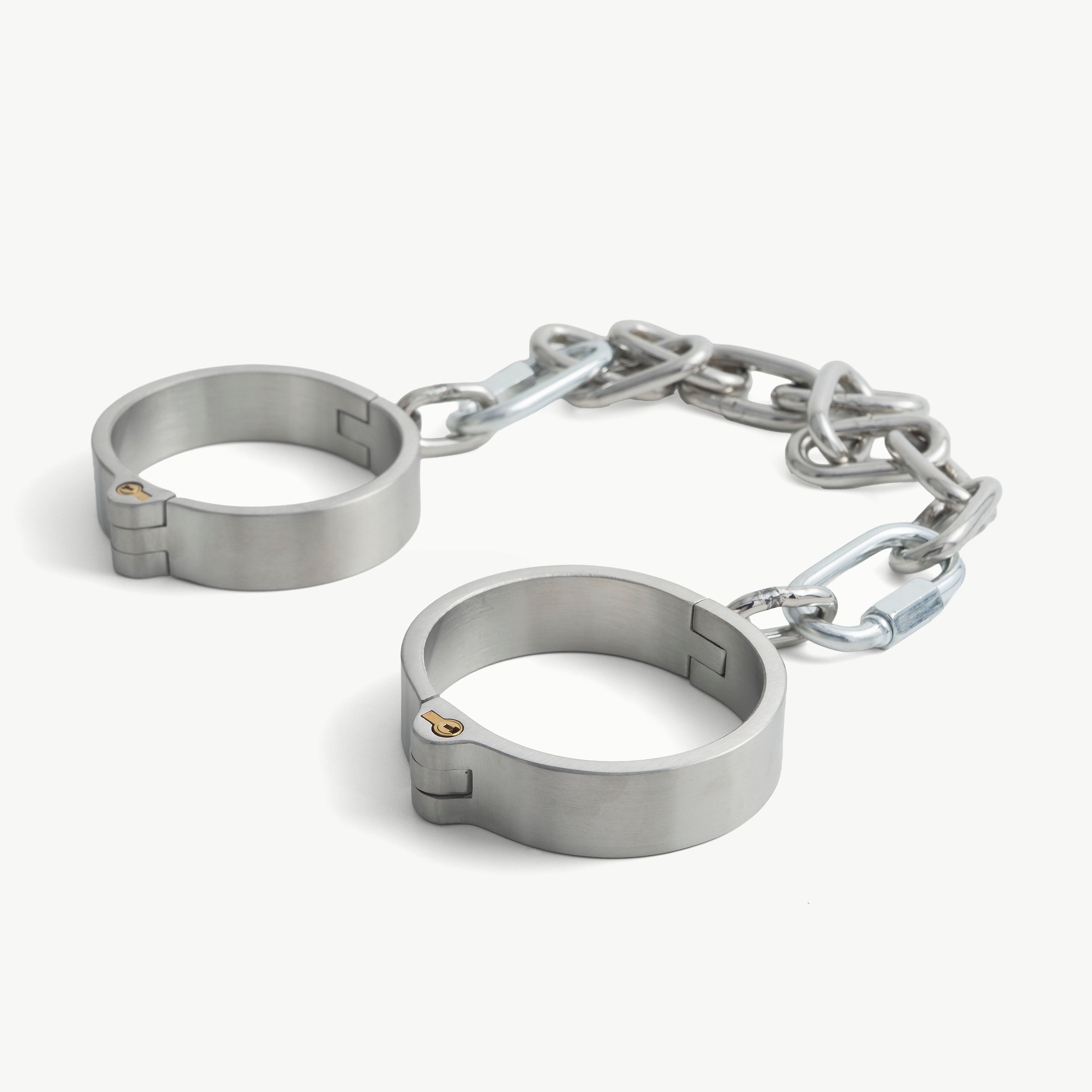 Flat Legcuffs - stainless steel, push-in lock (silver)
