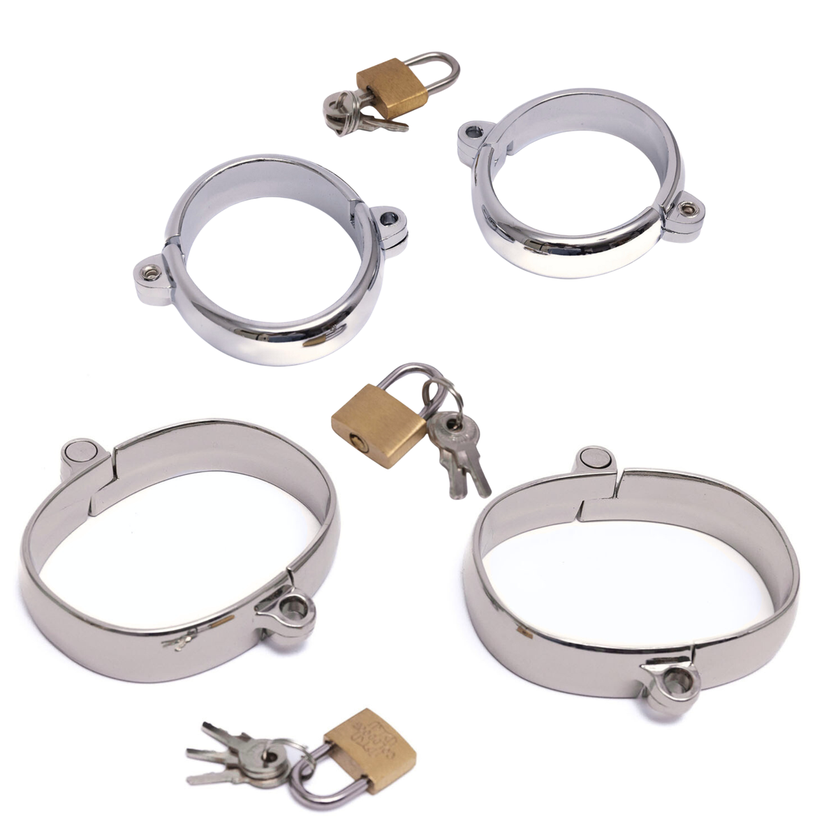 Light Restraint Set - Polished Steel with Padlock | Age of Bondage